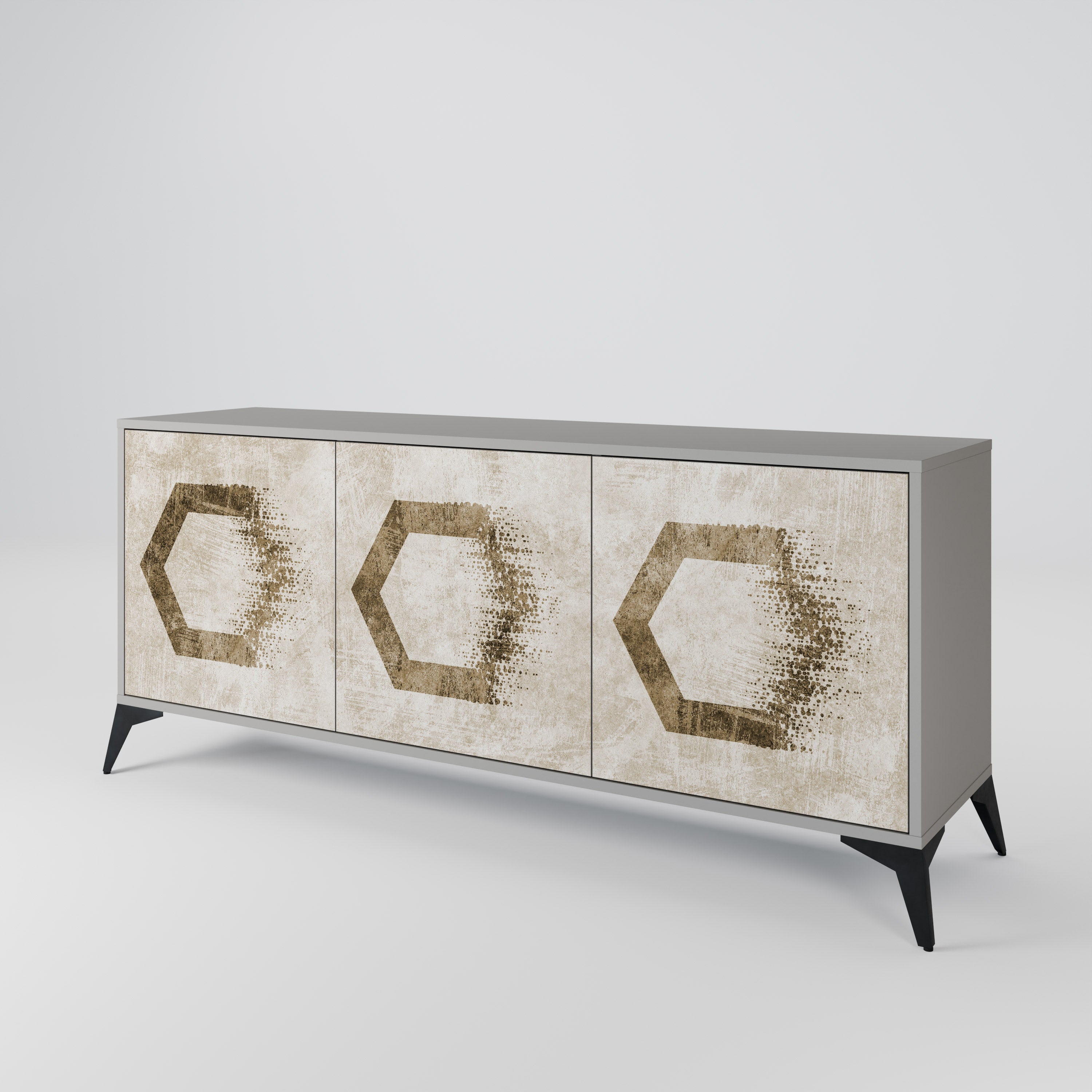 HEXAGONAL SHAPES Komoda 3-drzwiowa korpus Szary