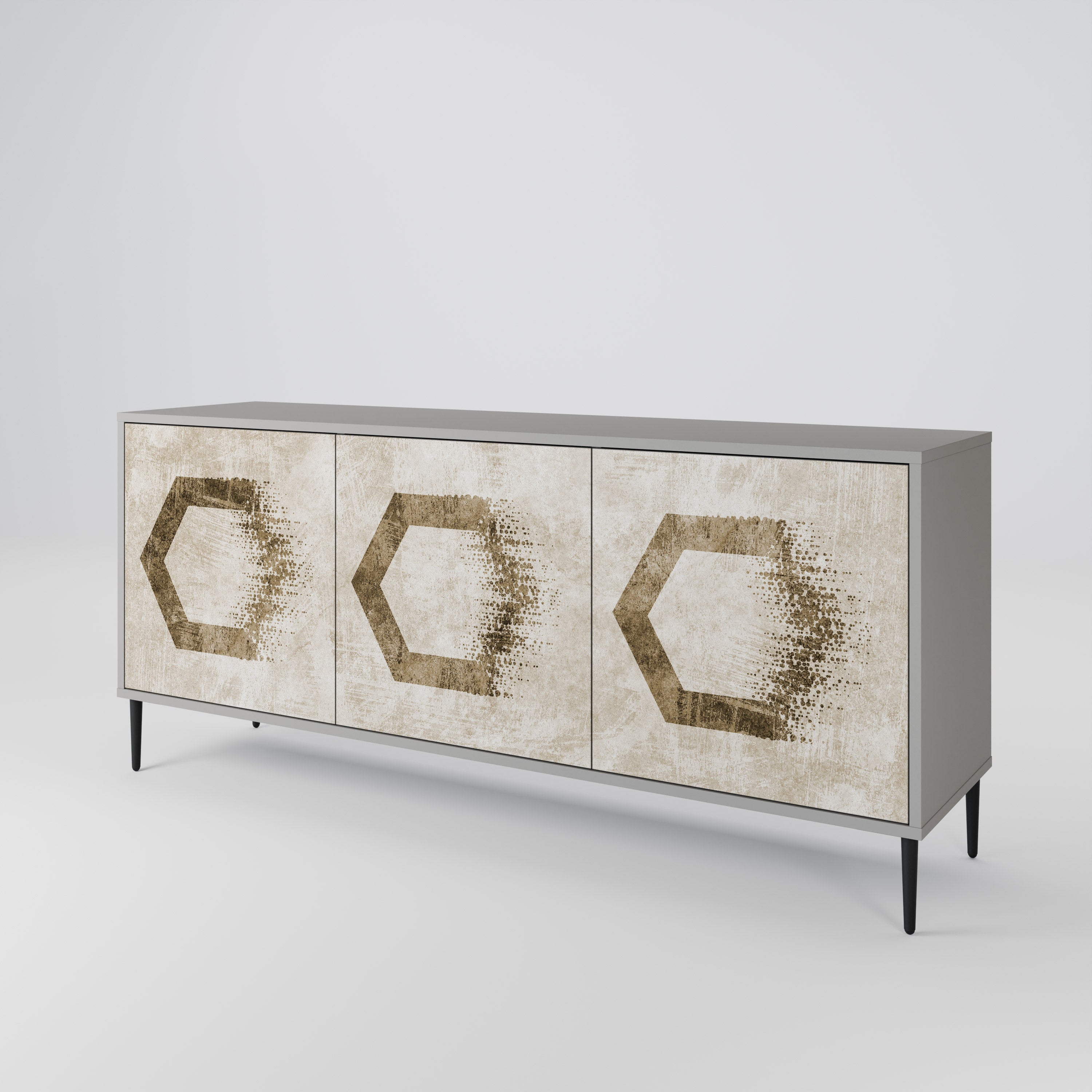 HEXAGONAL SHAPES Komoda 3-drzwiowa korpus Szary