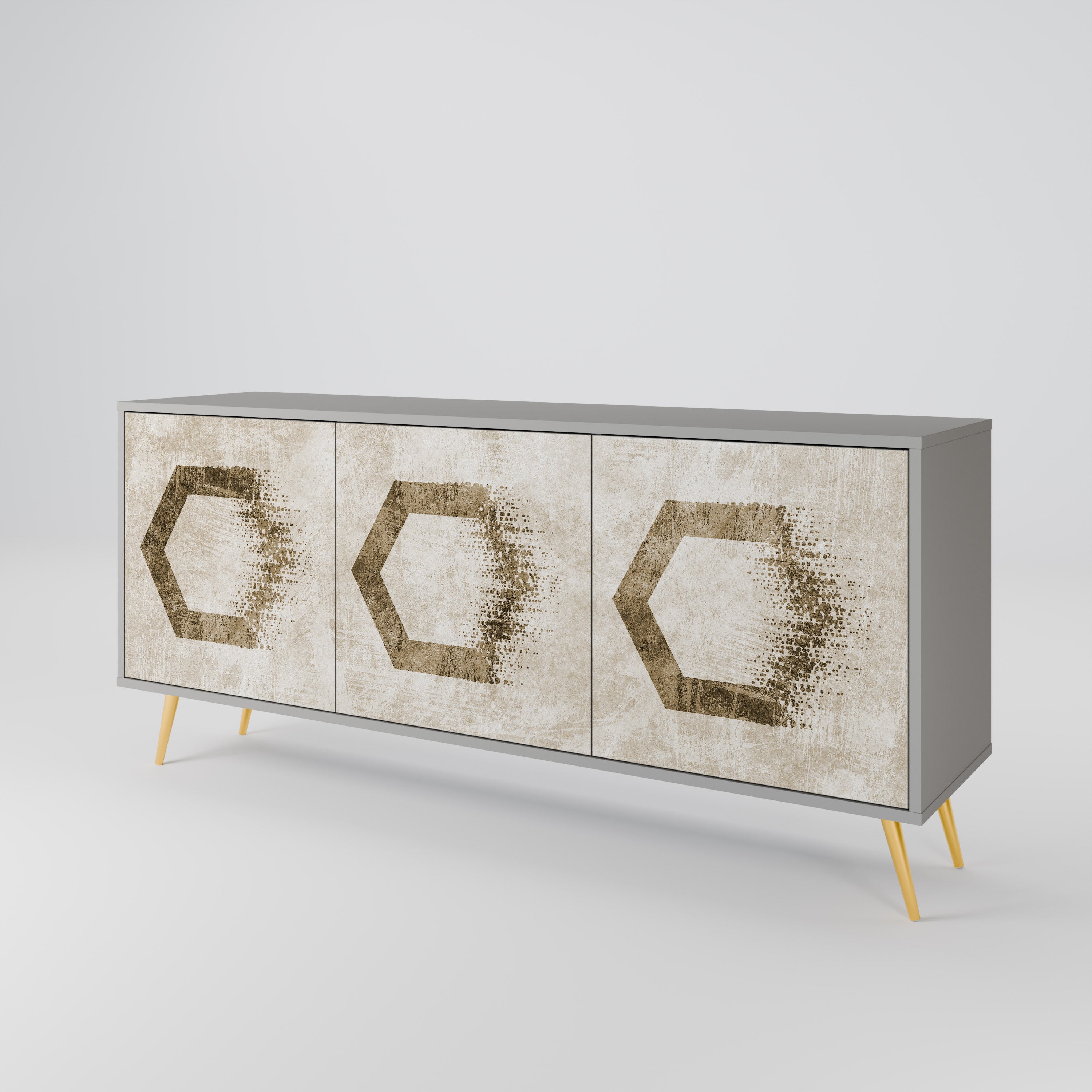 HEXAGONAL SHAPES Komoda 3-drzwiowa korpus Szary