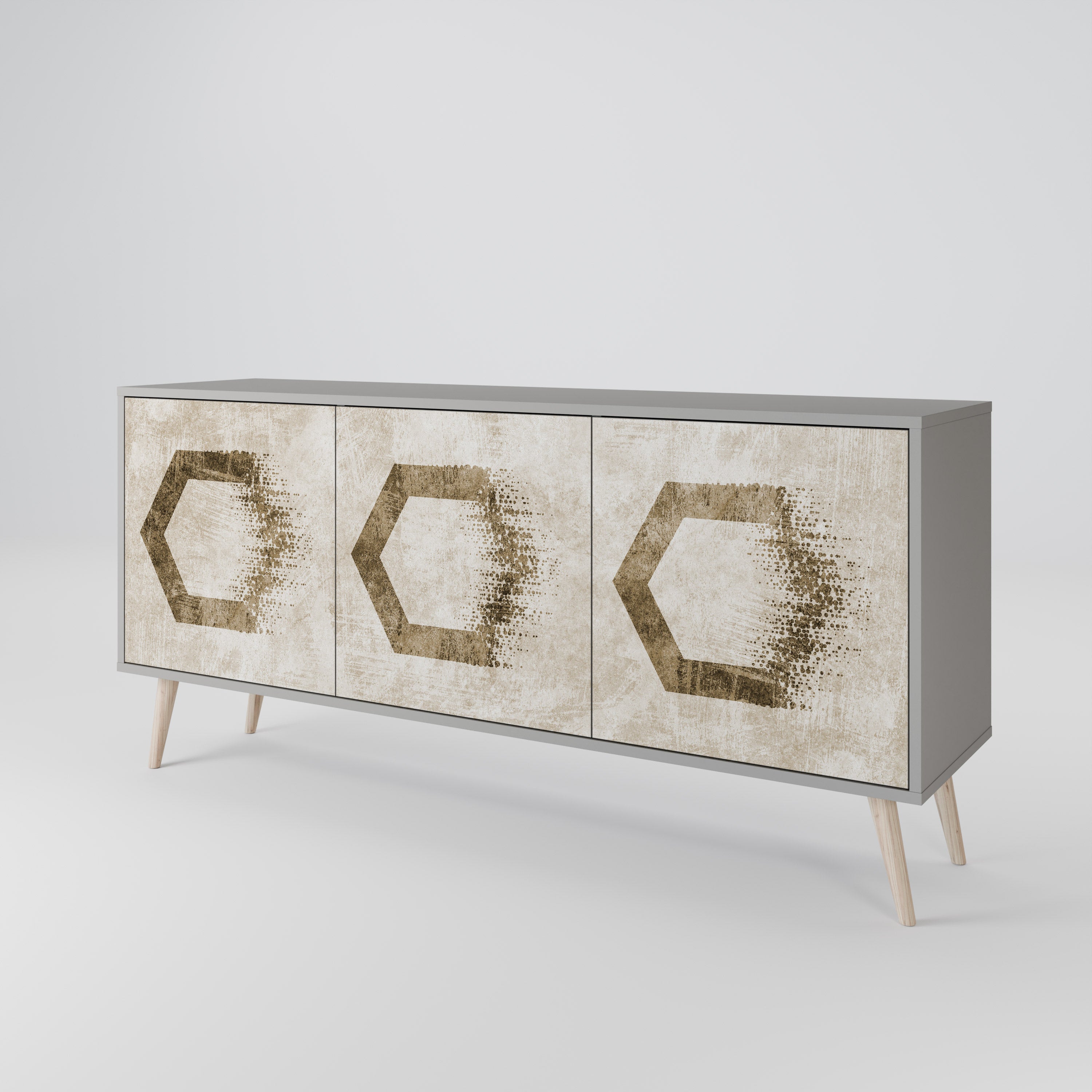 HEXAGONAL SHAPES Komoda 3-drzwiowa korpus Szary
