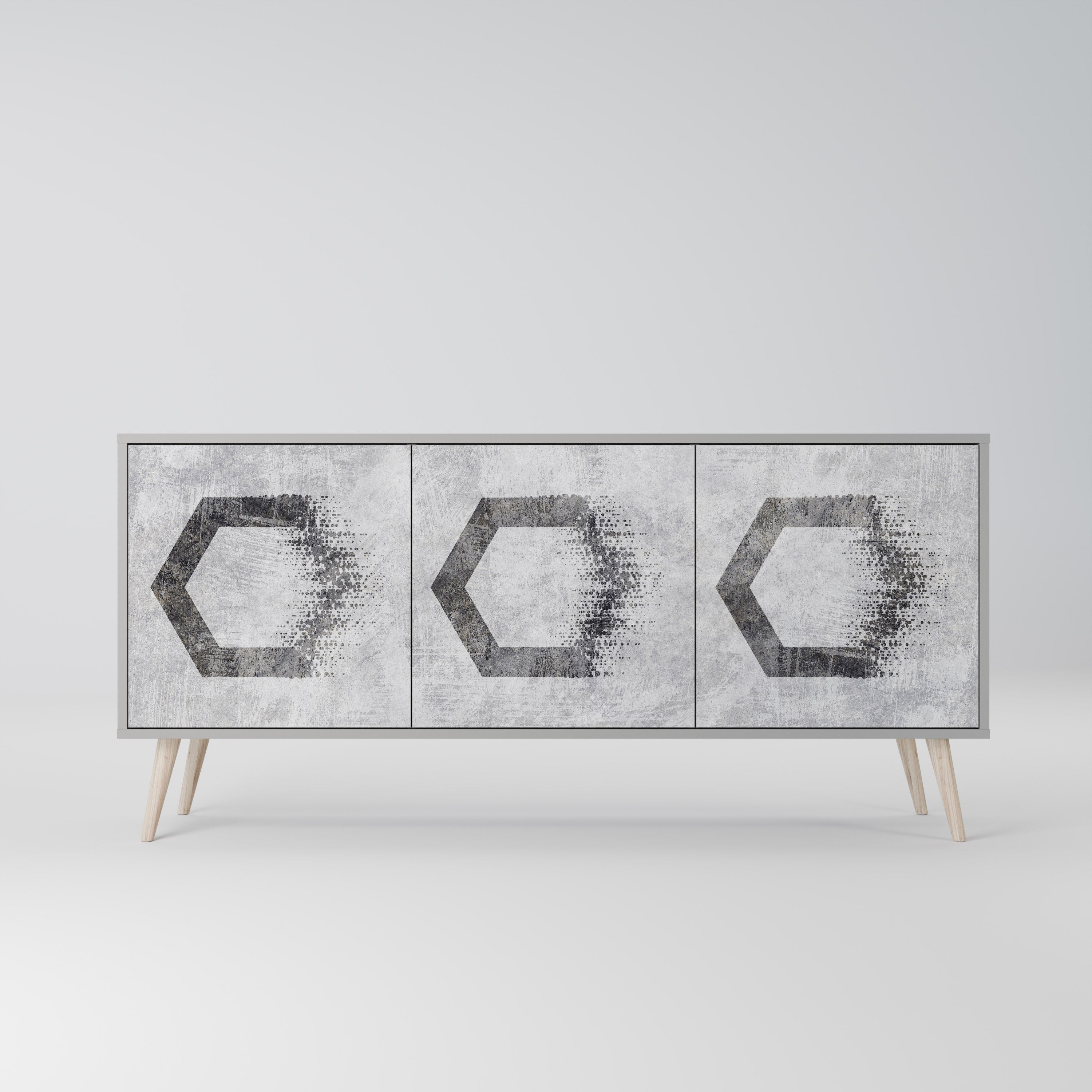 HEXAGONAL FIGURES Komoda 3-drzwiowa korpus Szary