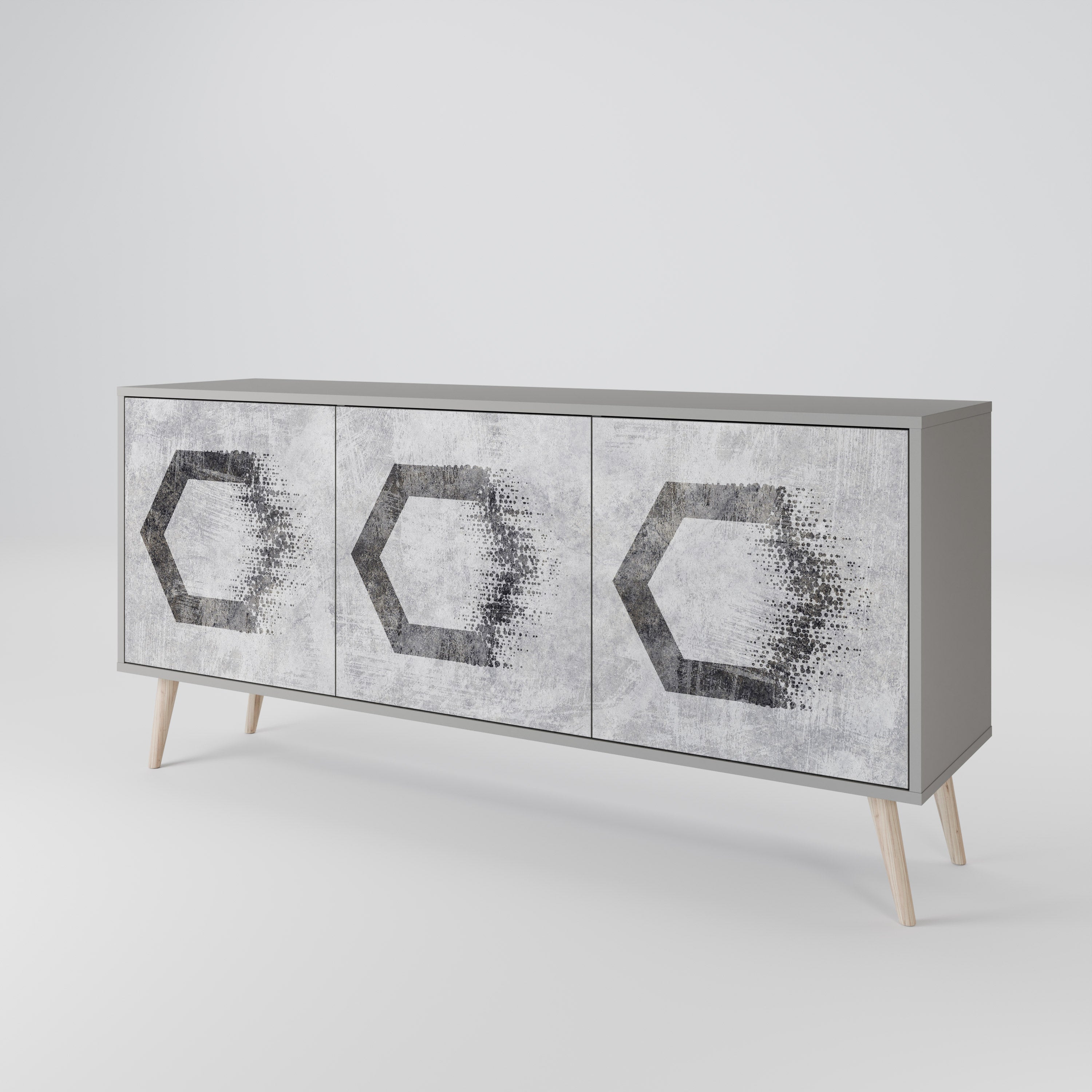 HEXAGONAL FIGURES Komoda 3-drzwiowa korpus Szary
