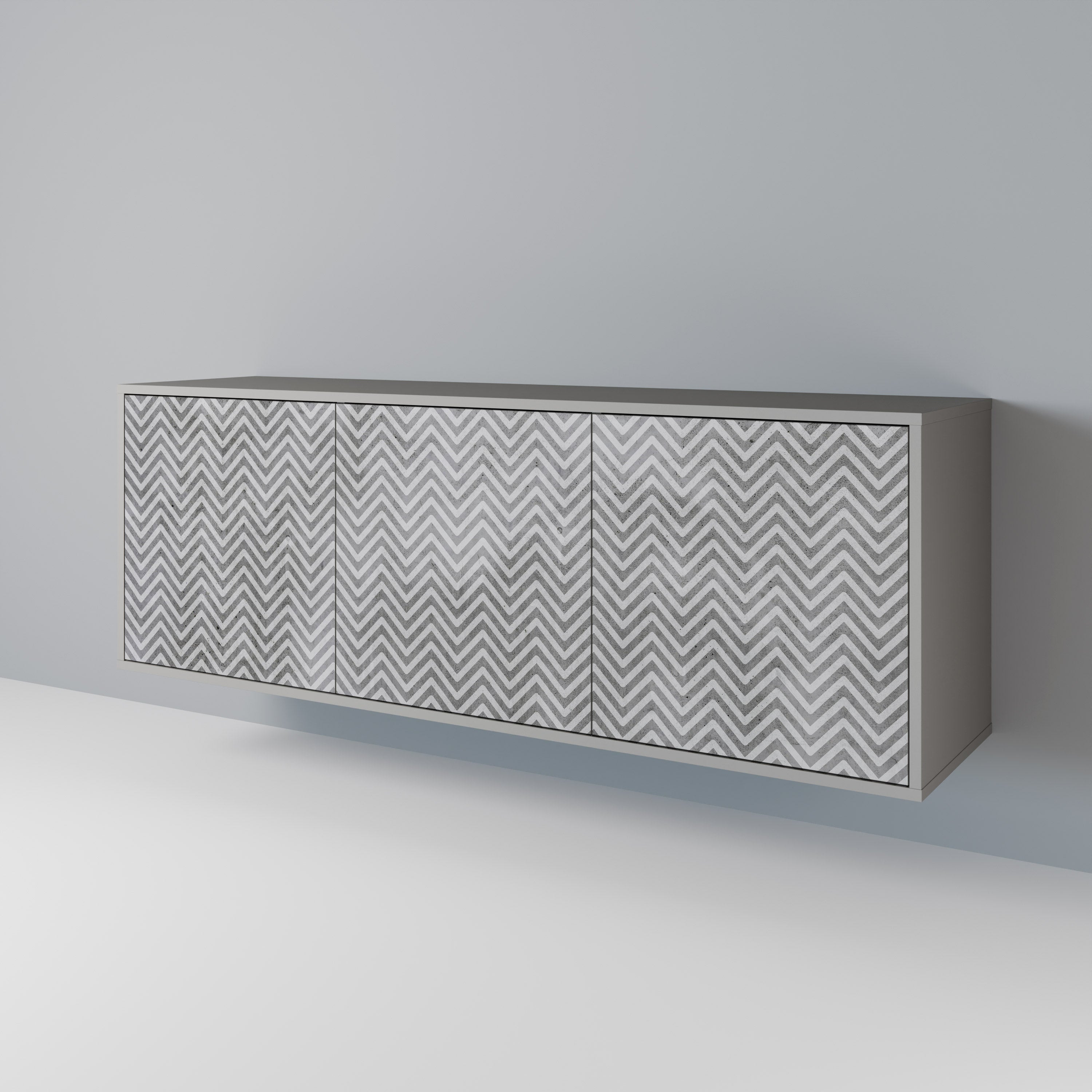 CONCRETE ZIG ZAG Komoda 3-drzwiowa korpus Szary