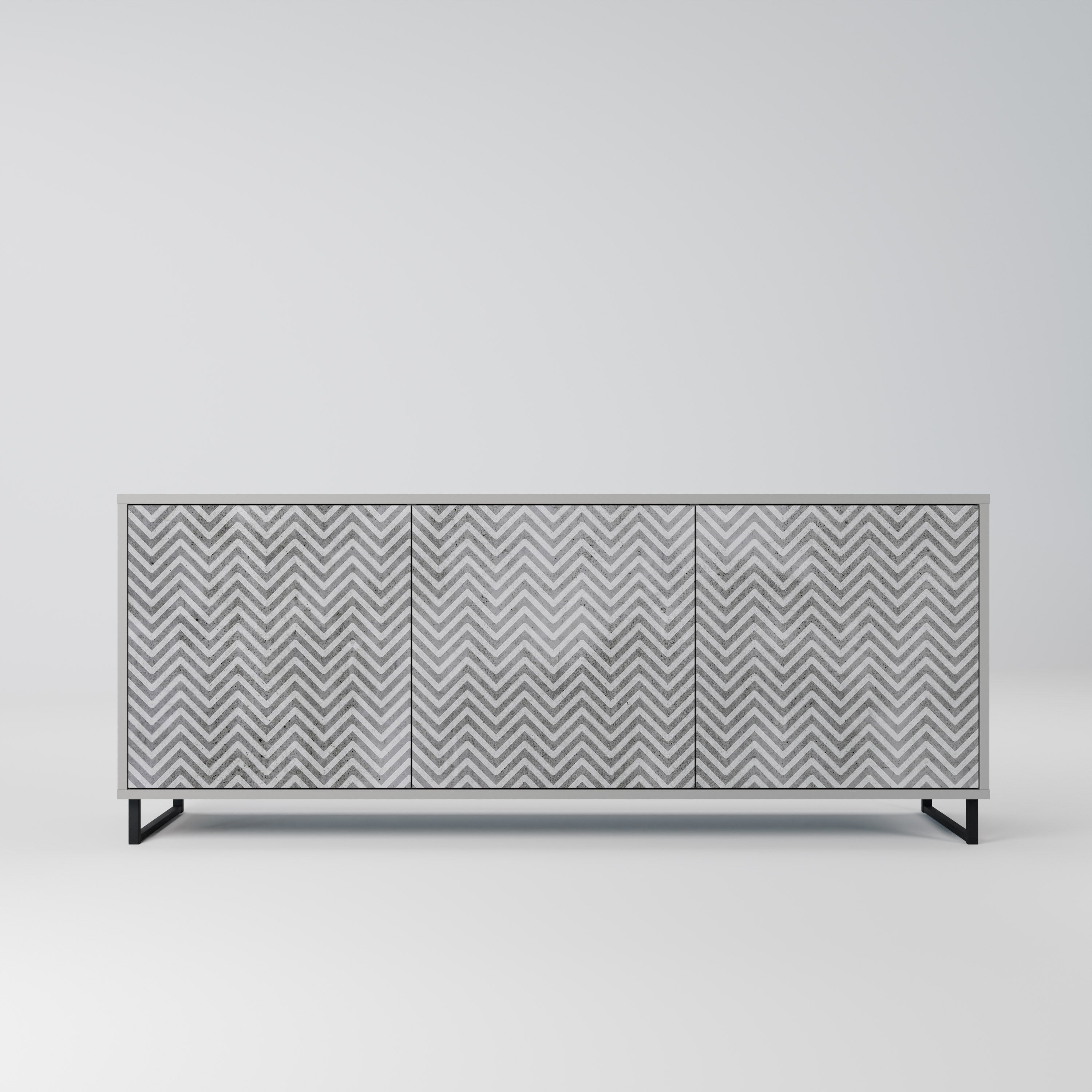 CONCRETE ZIG ZAG Komoda 3-drzwiowa korpus Szary