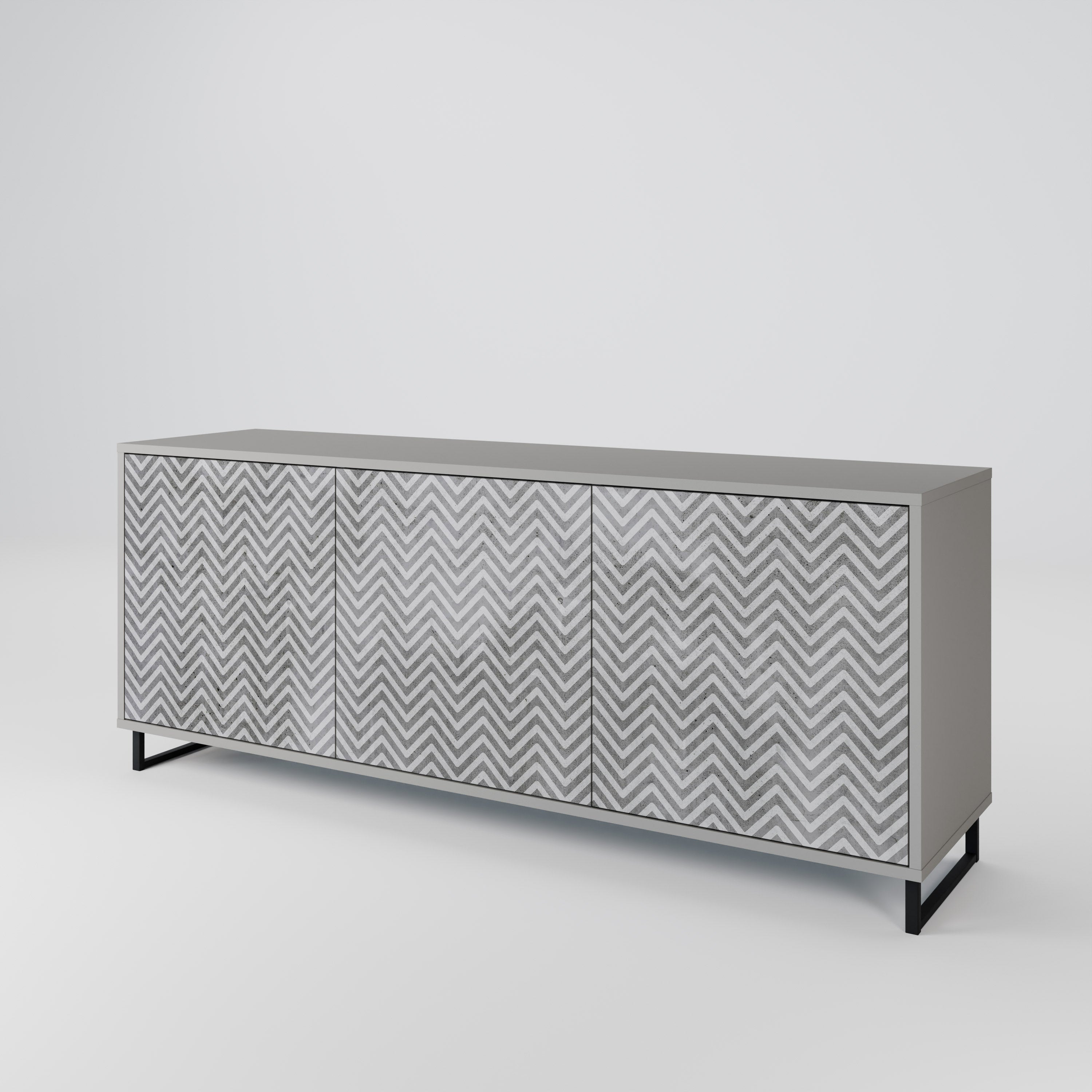 CONCRETE ZIG ZAG Komoda 3-drzwiowa korpus Szary