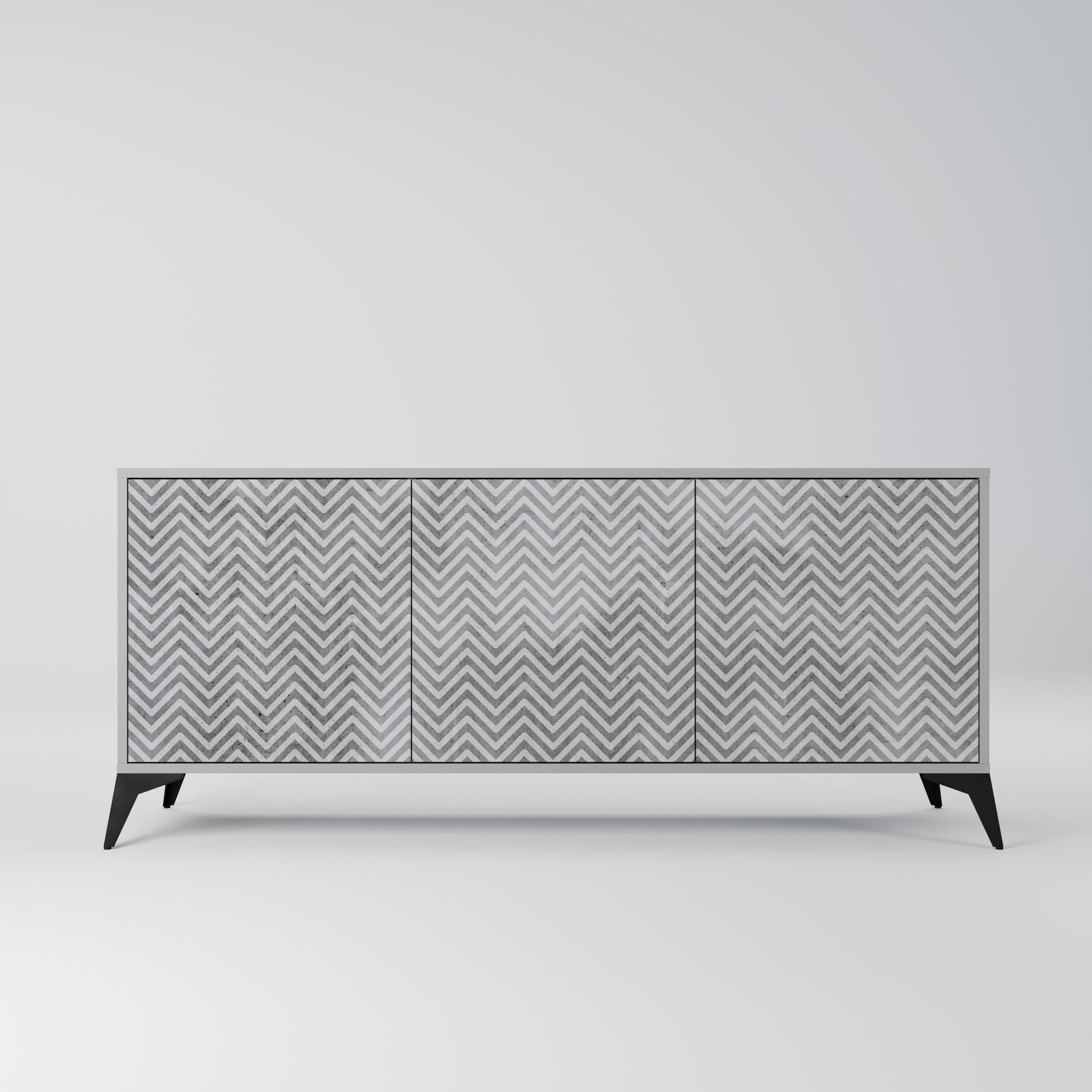 CONCRETE ZIG ZAG Komoda 3-drzwiowa korpus Szary