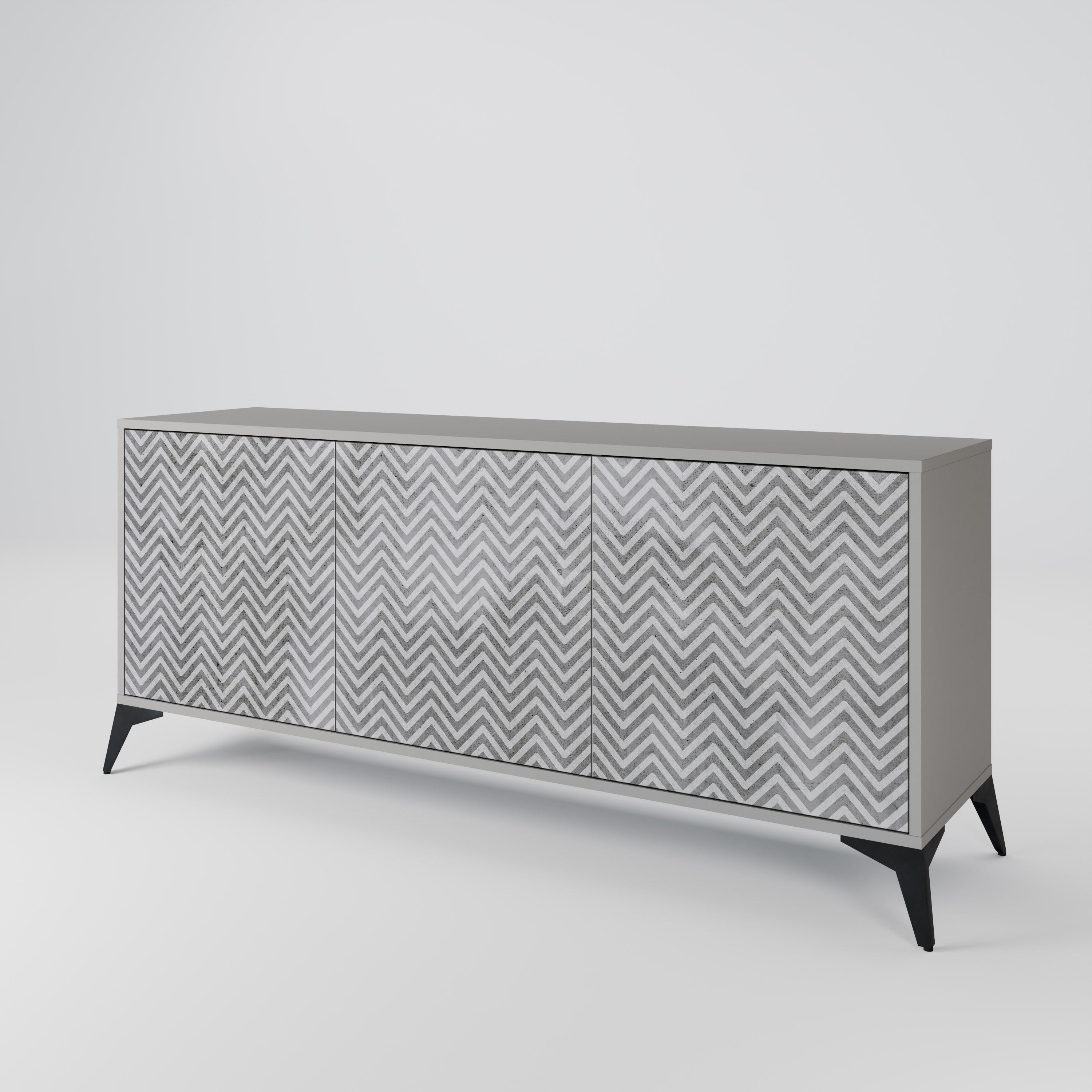CONCRETE ZIG ZAG Komoda 3-drzwiowa korpus Szary