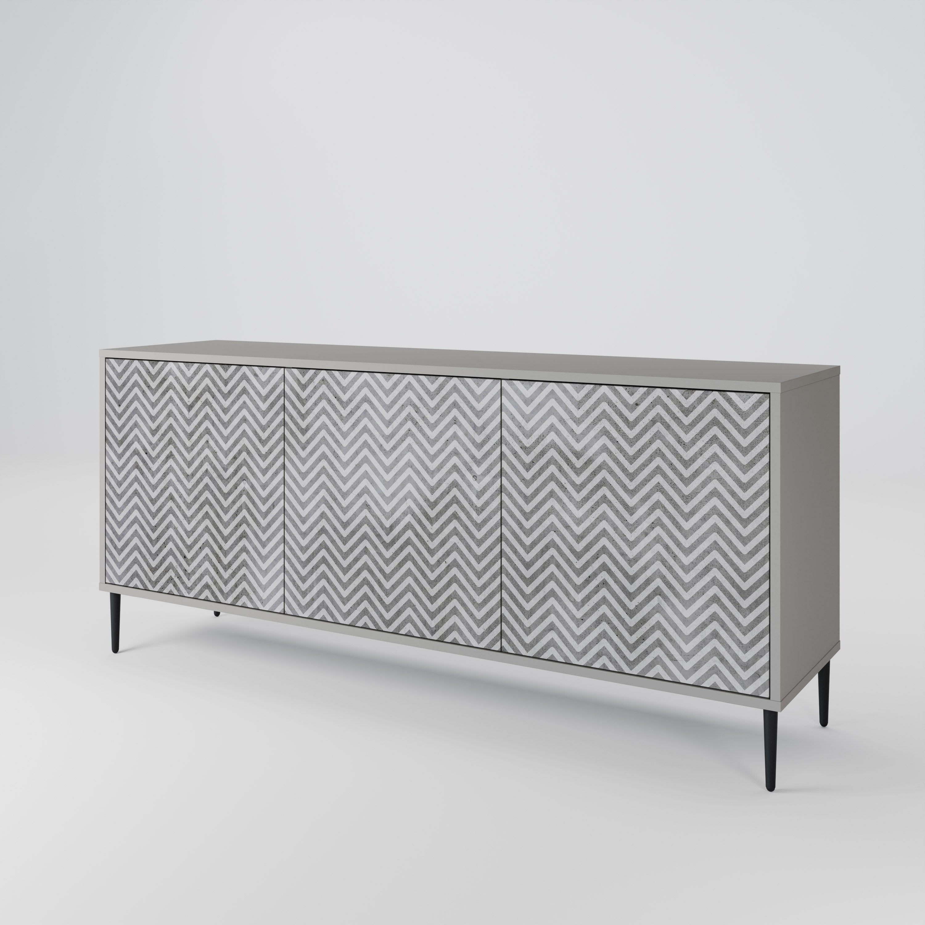 CONCRETE ZIG ZAG Komoda 3-drzwiowa korpus Szary