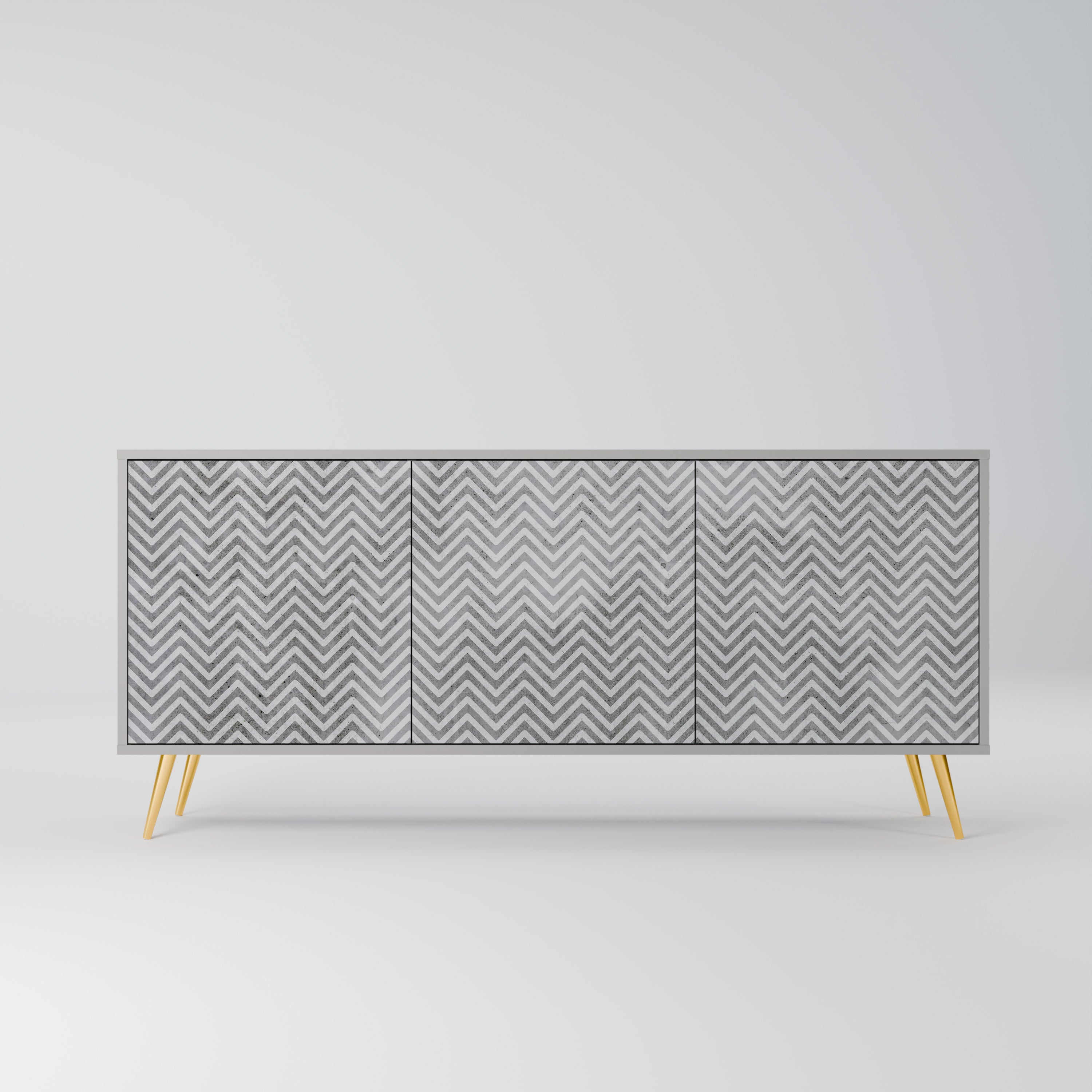 CONCRETE ZIG ZAG Komoda 3-drzwiowa korpus Szary