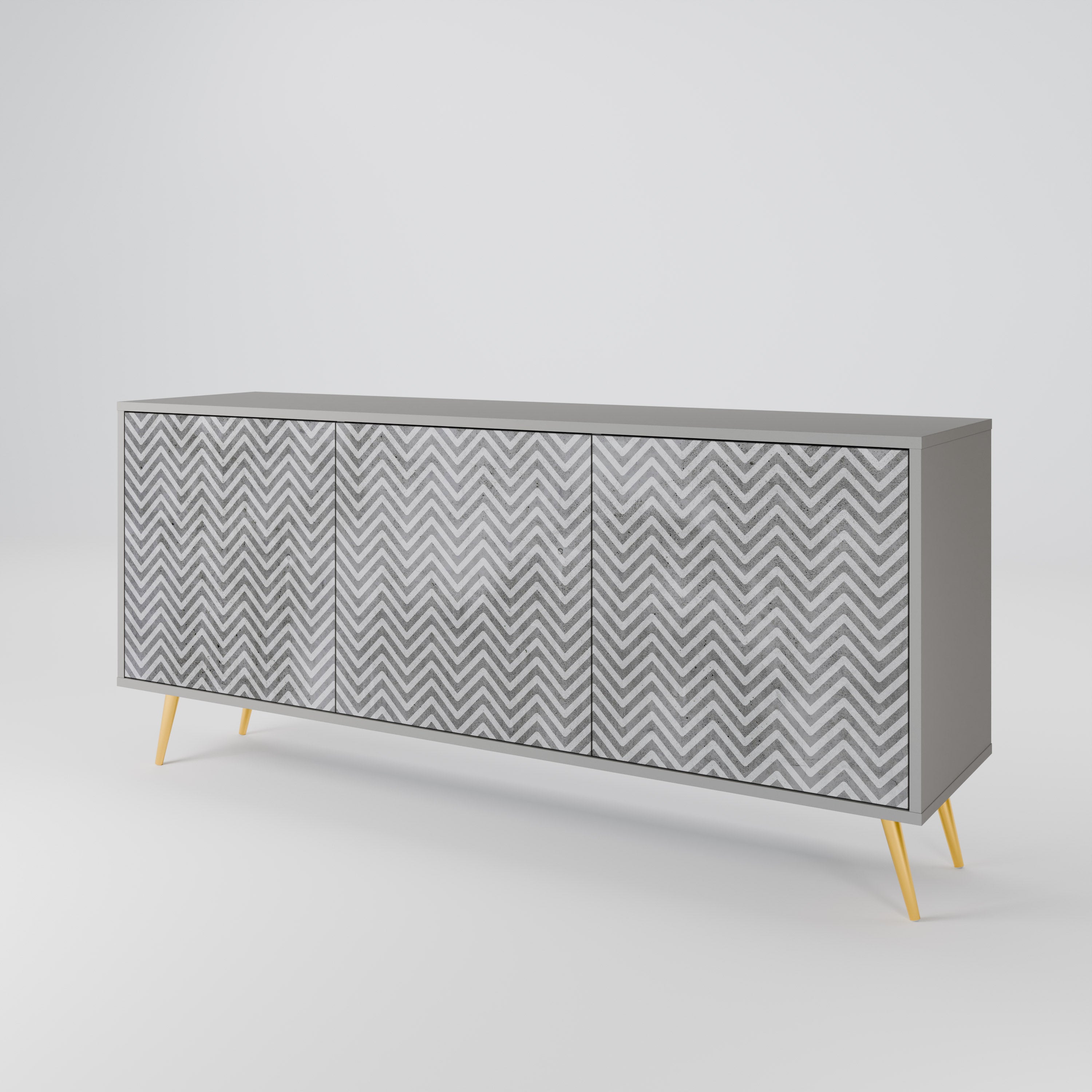 CONCRETE ZIG ZAG Komoda 3-drzwiowa korpus Szary