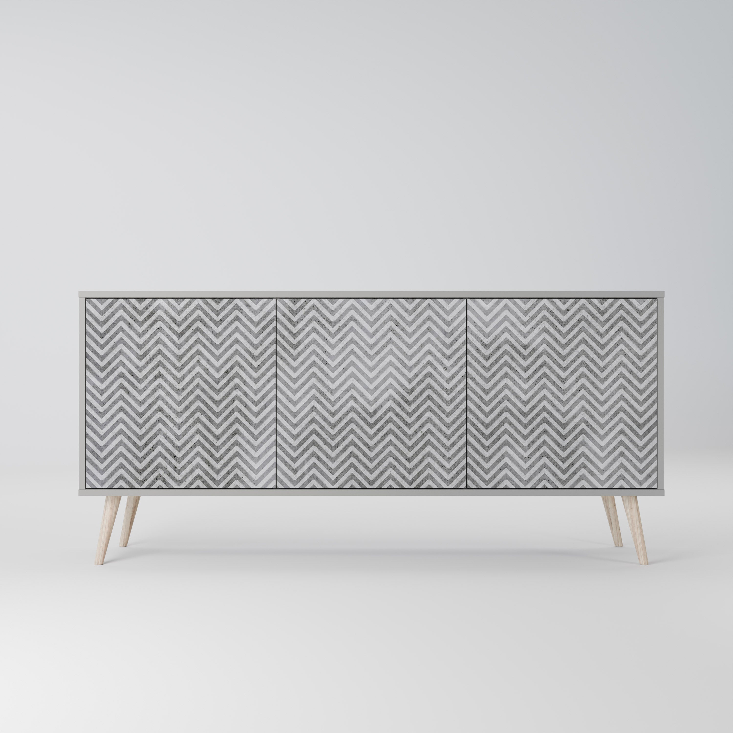 CONCRETE ZIG ZAG Komoda 3-drzwiowa korpus Szary
