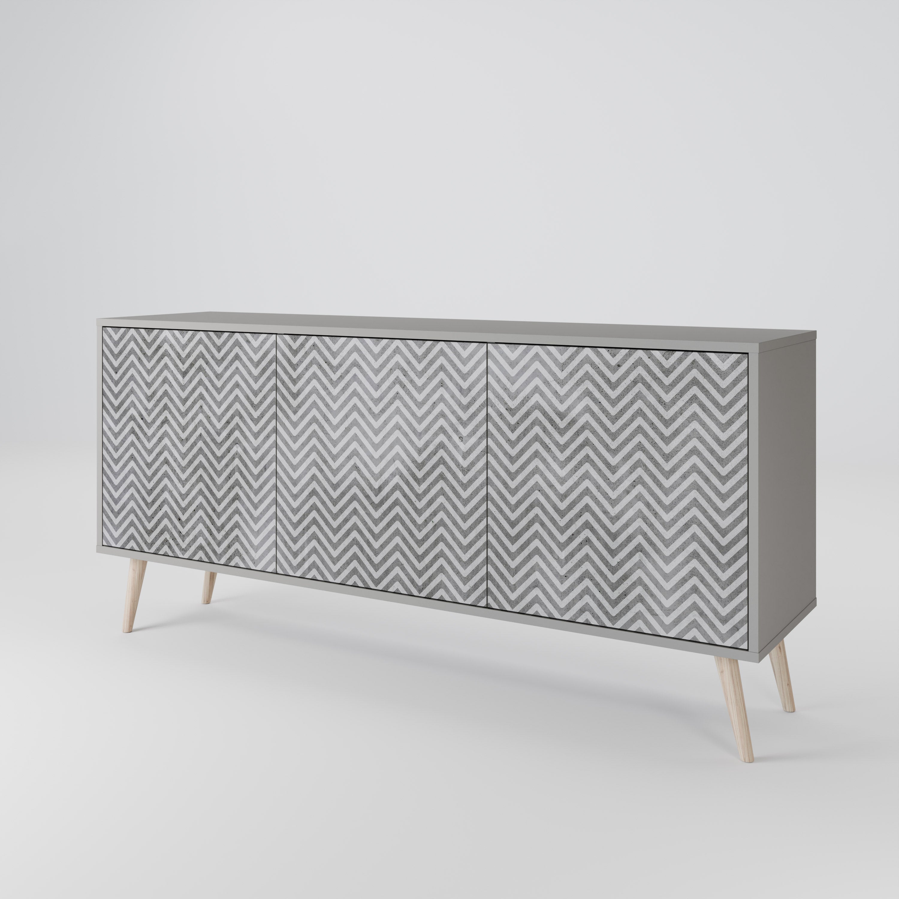 CONCRETE ZIG ZAG Komoda 3-drzwiowa korpus Szary