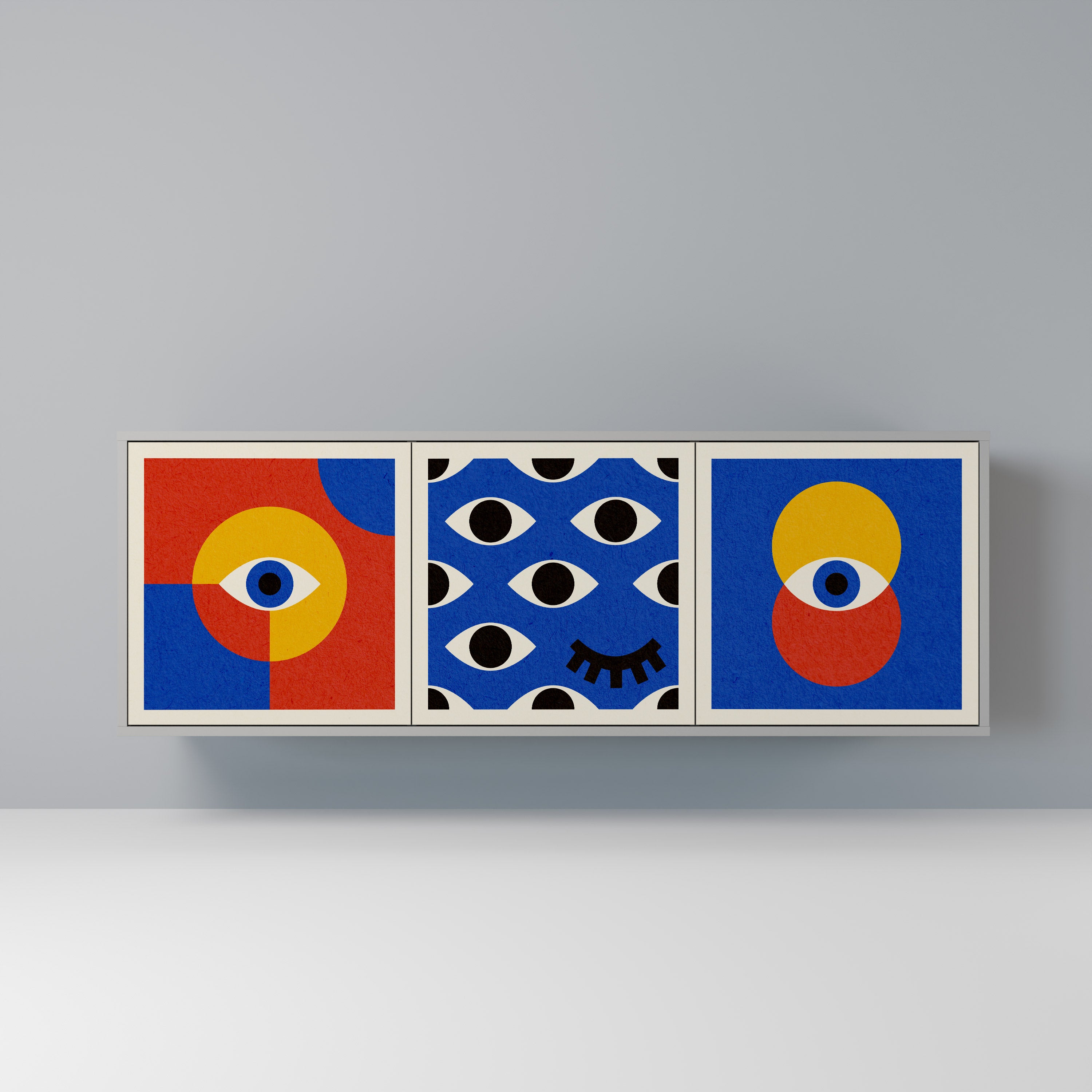 GEOMETRIC EYES Komoda 3-drzwiowa korpus Szary