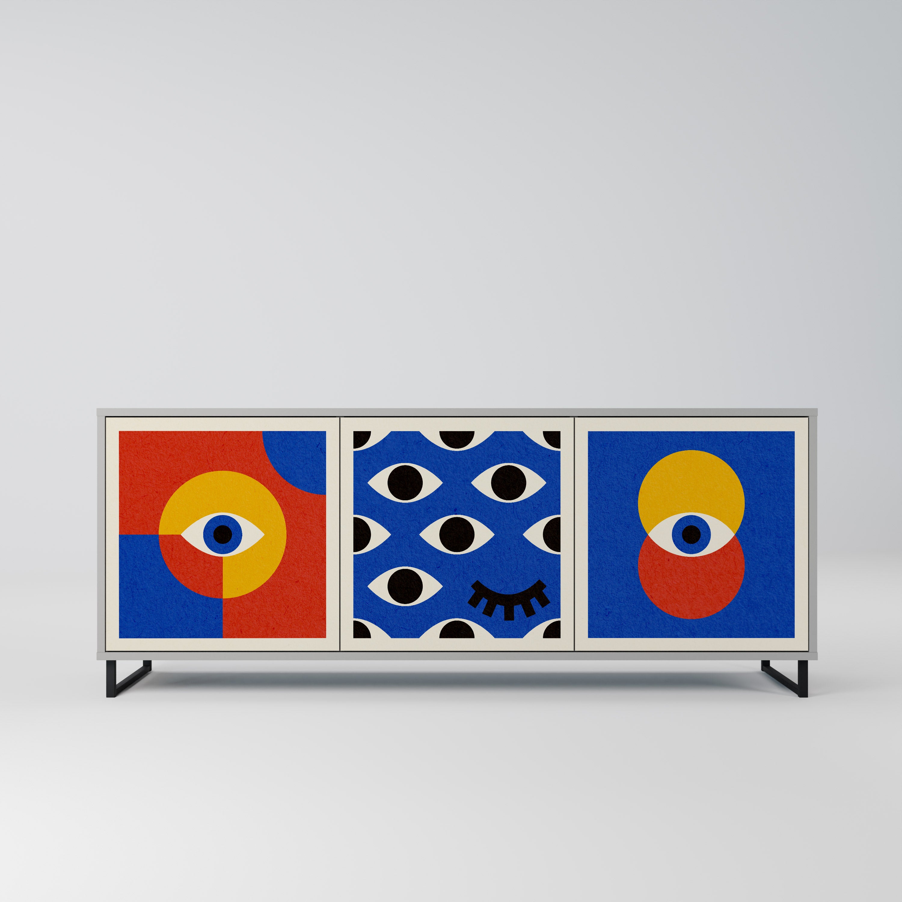 GEOMETRIC EYES Komoda 3-drzwiowa korpus Szary