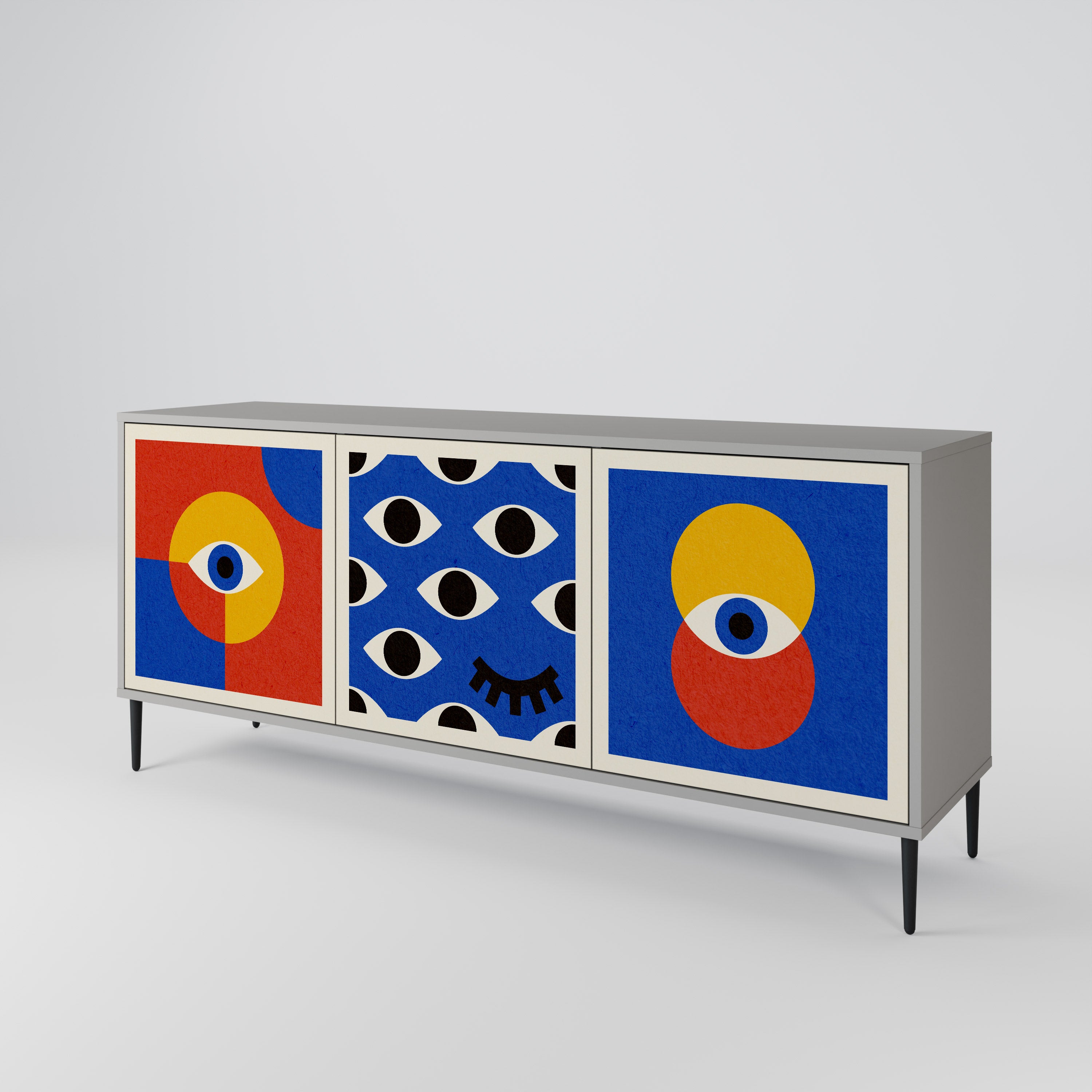 GEOMETRIC EYES Komoda 3-drzwiowa korpus Szary