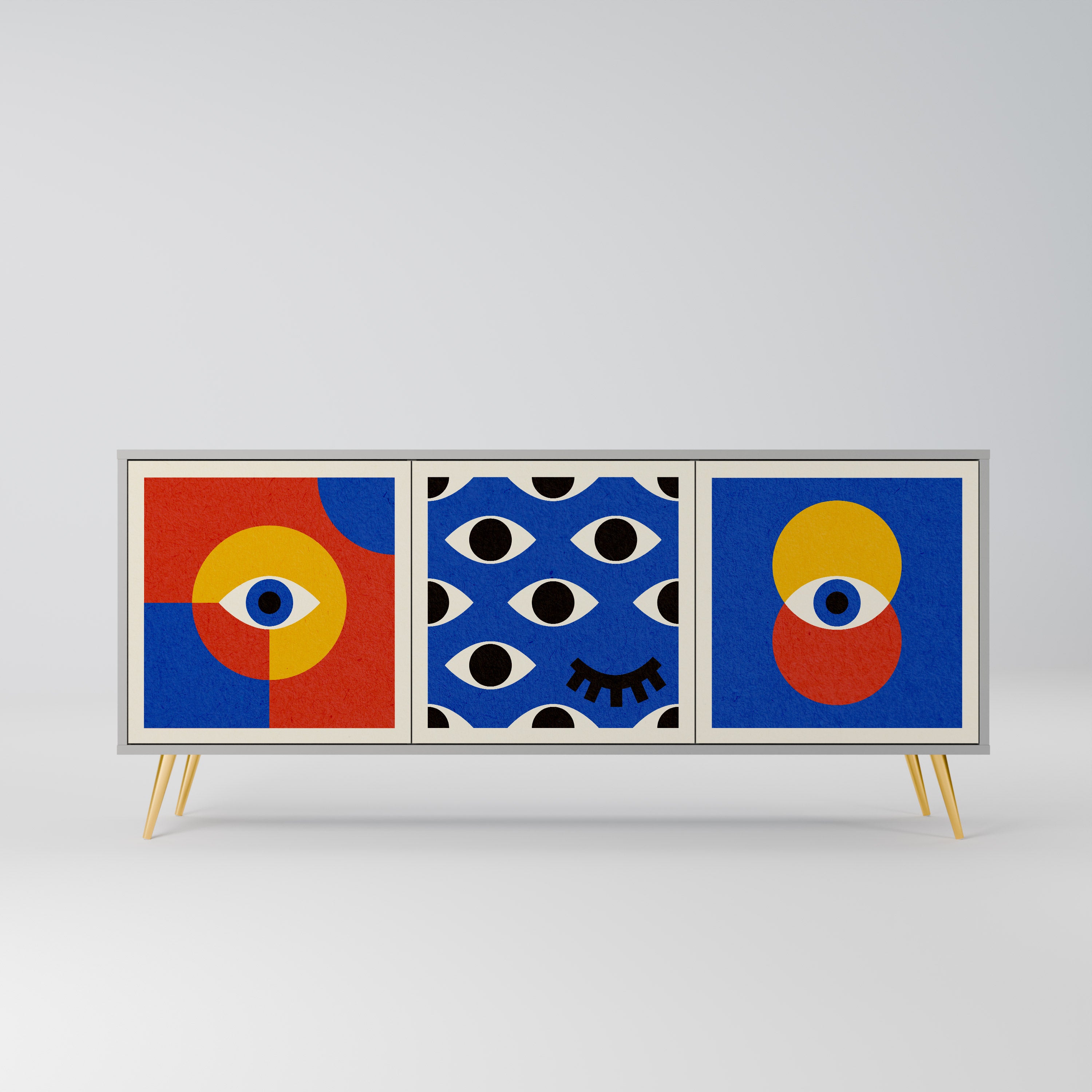 GEOMETRIC EYES Komoda 3-drzwiowa korpus Szary