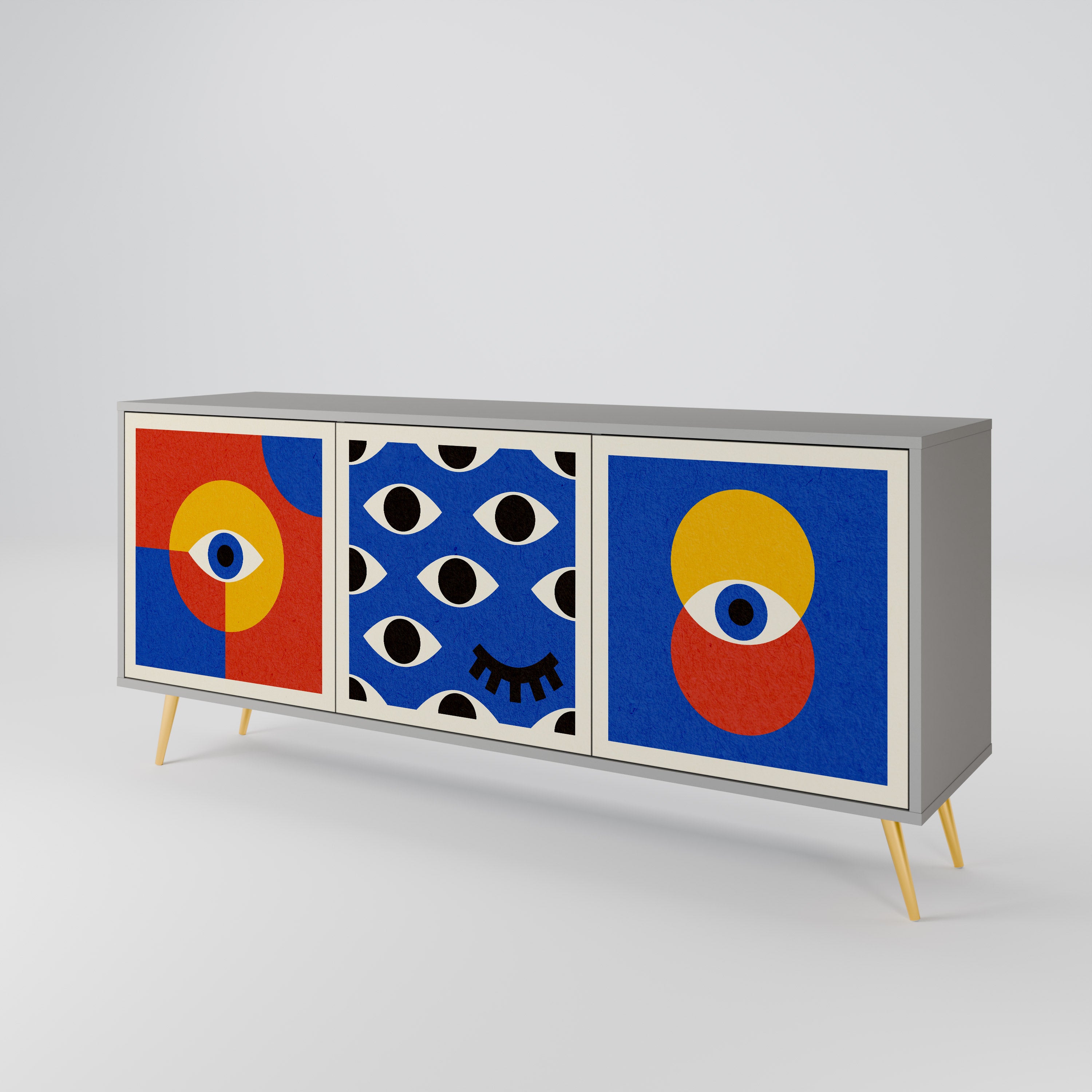 GEOMETRIC EYES Komoda 3-drzwiowa korpus Szary