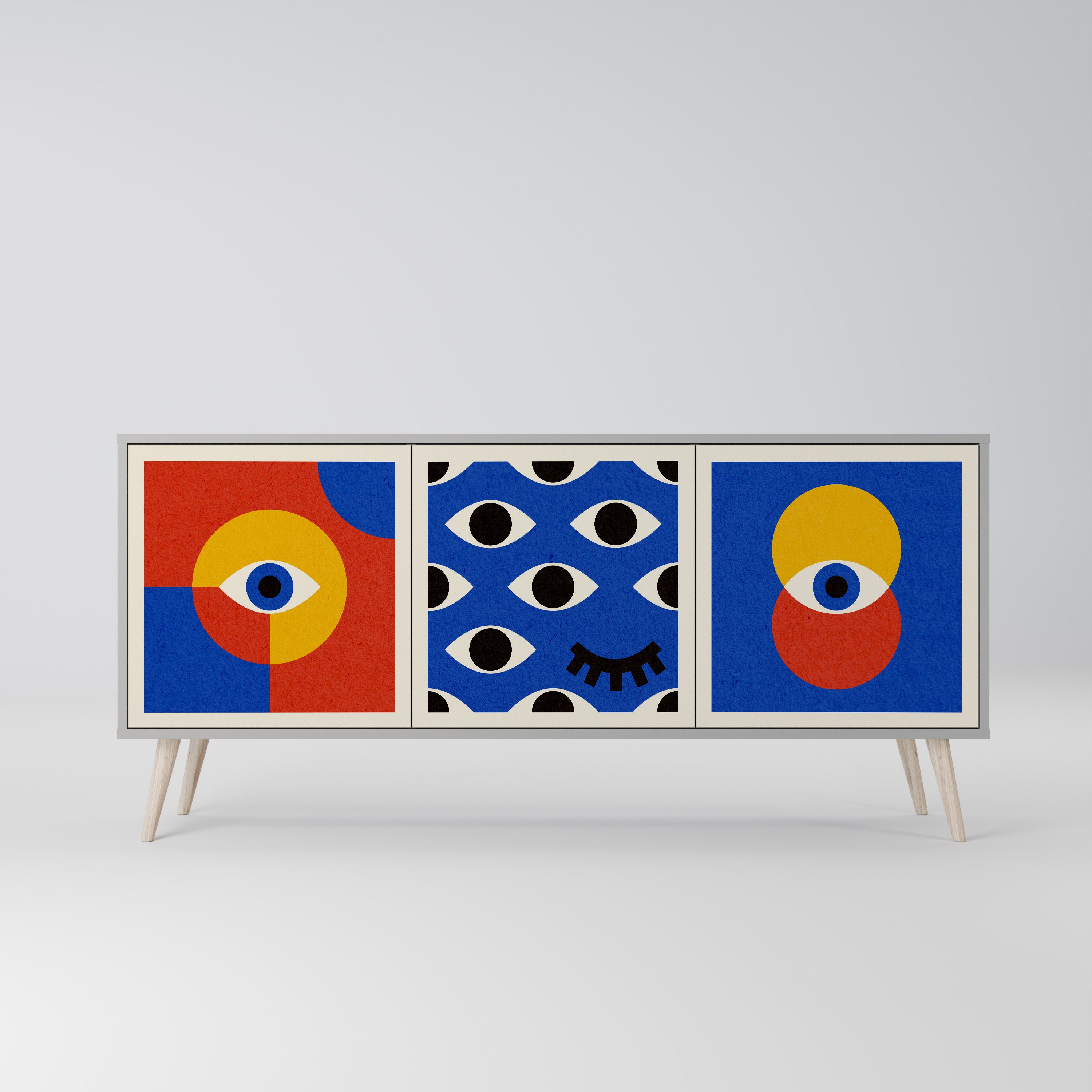 GEOMETRIC EYES Komoda 3-drzwiowa korpus Szary