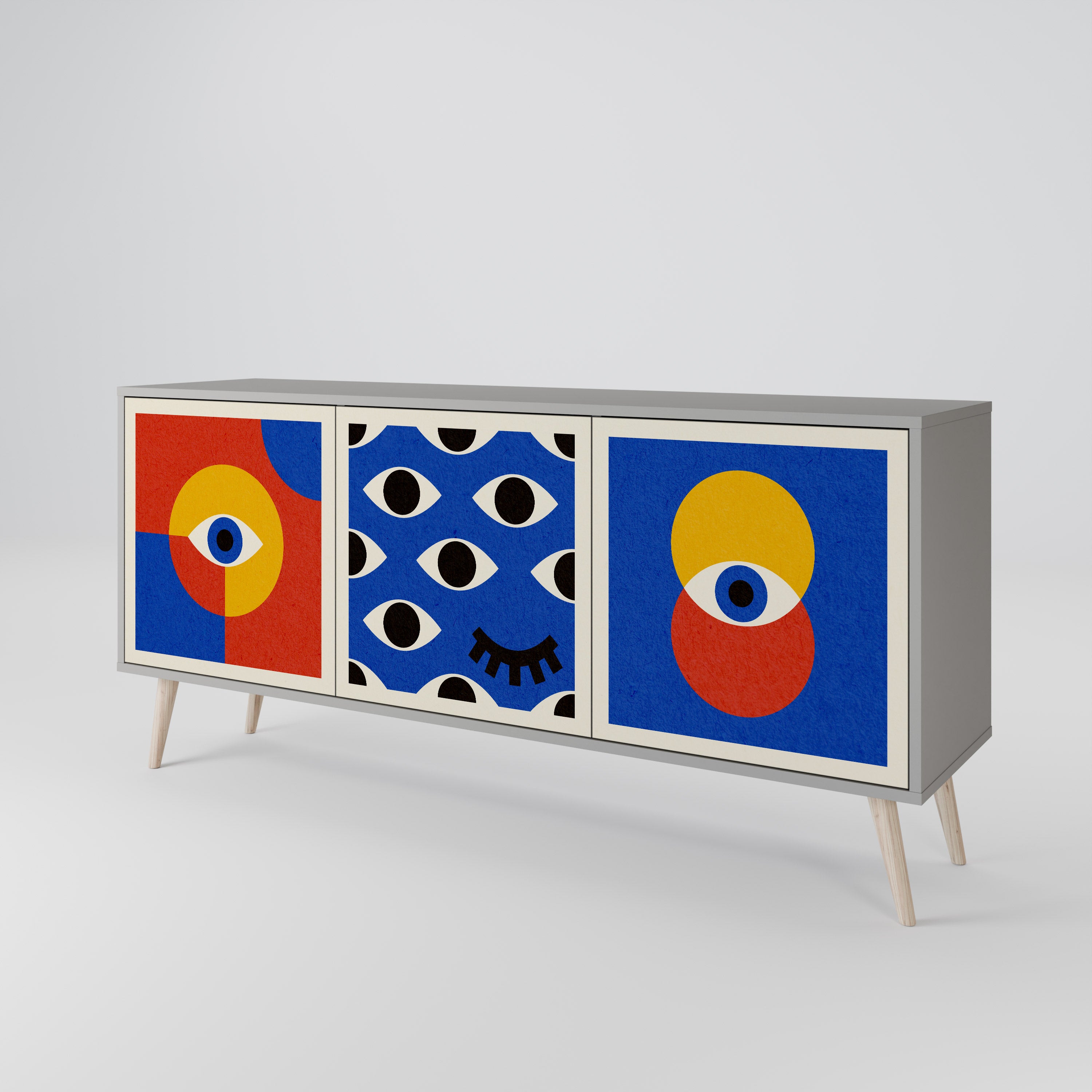 GEOMETRIC EYES Komoda 3-drzwiowa korpus Szary