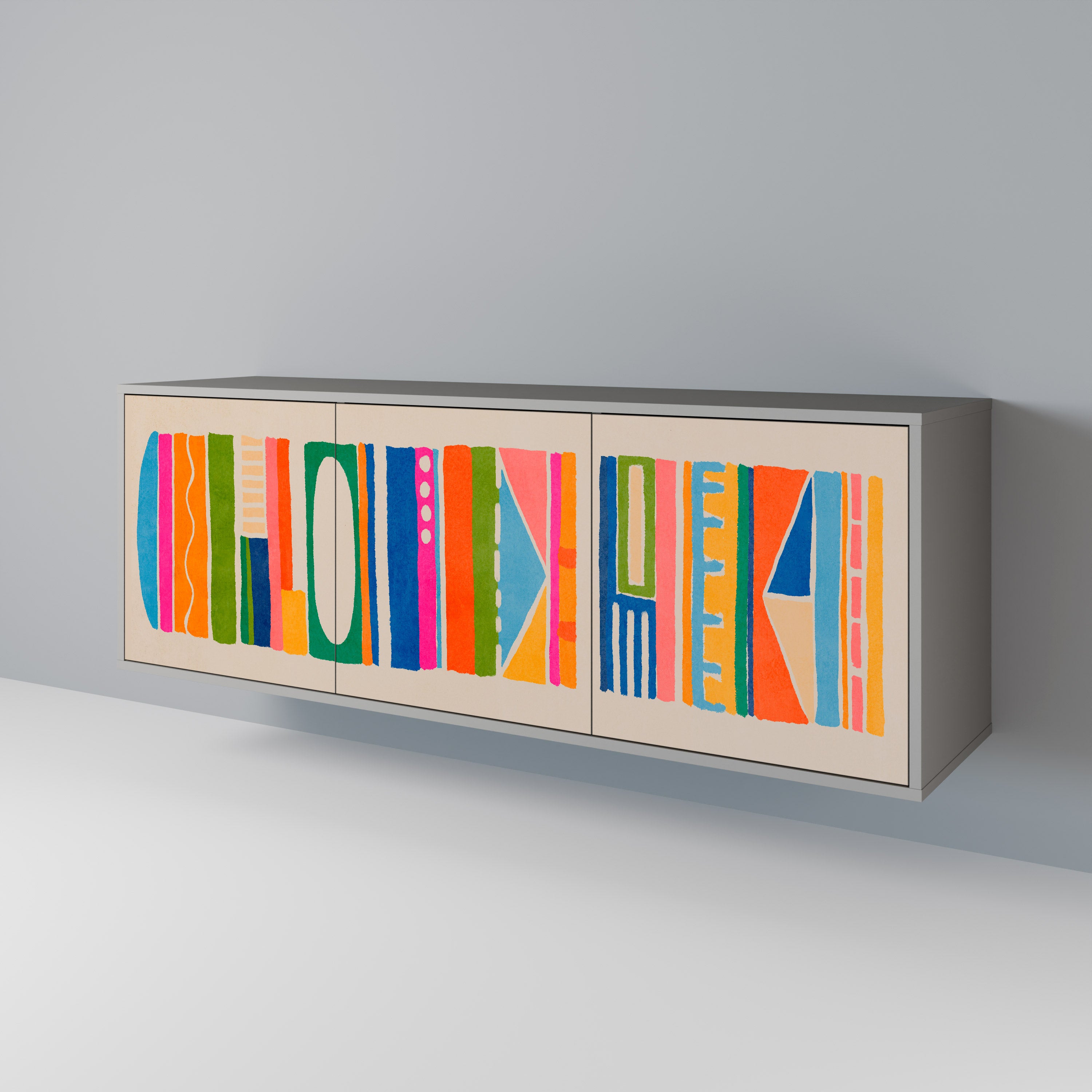 GEOMETRIC SHINE Komoda 3-drzwiowa korpus Szary
