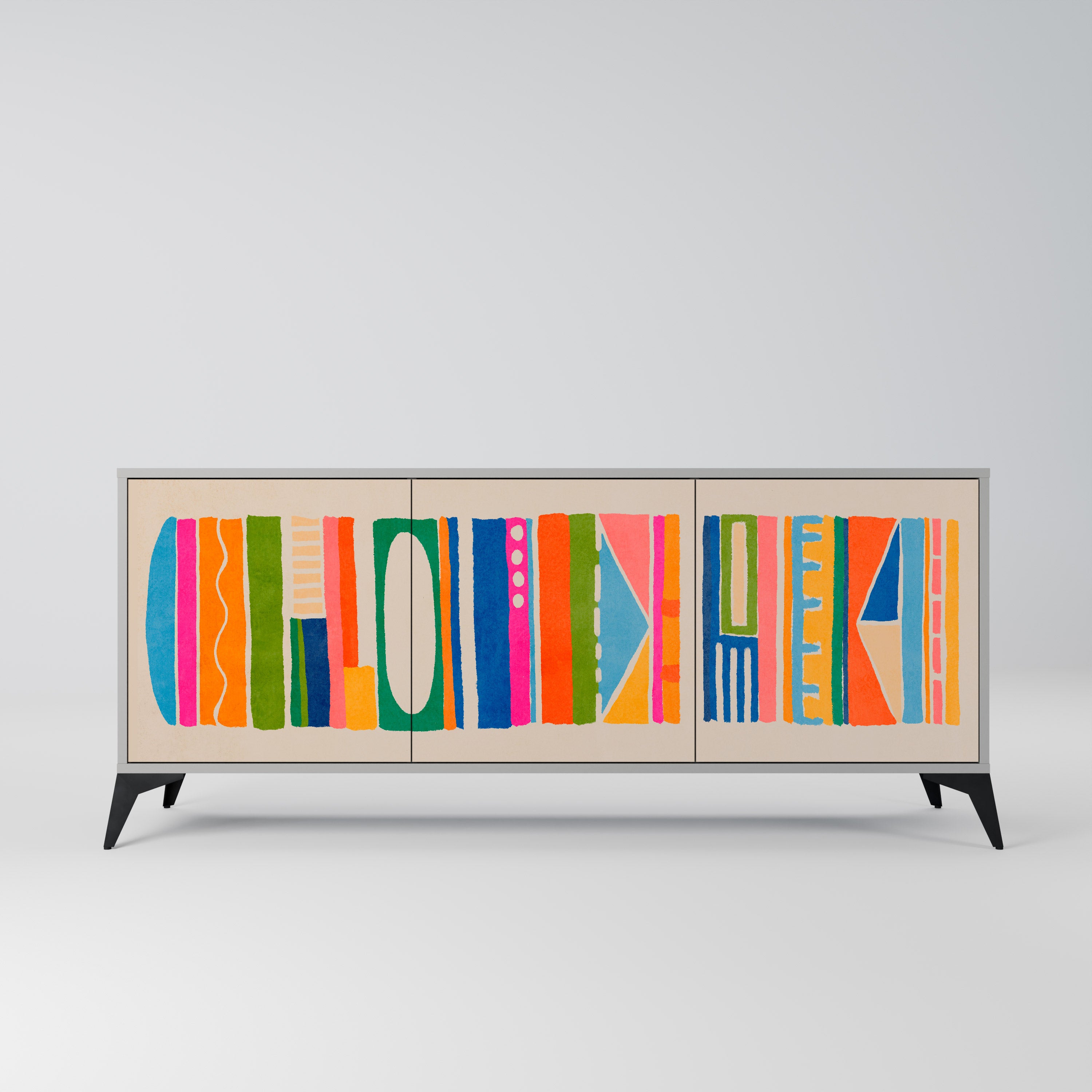 GEOMETRIC SHINE Komoda 3-drzwiowa korpus Szary