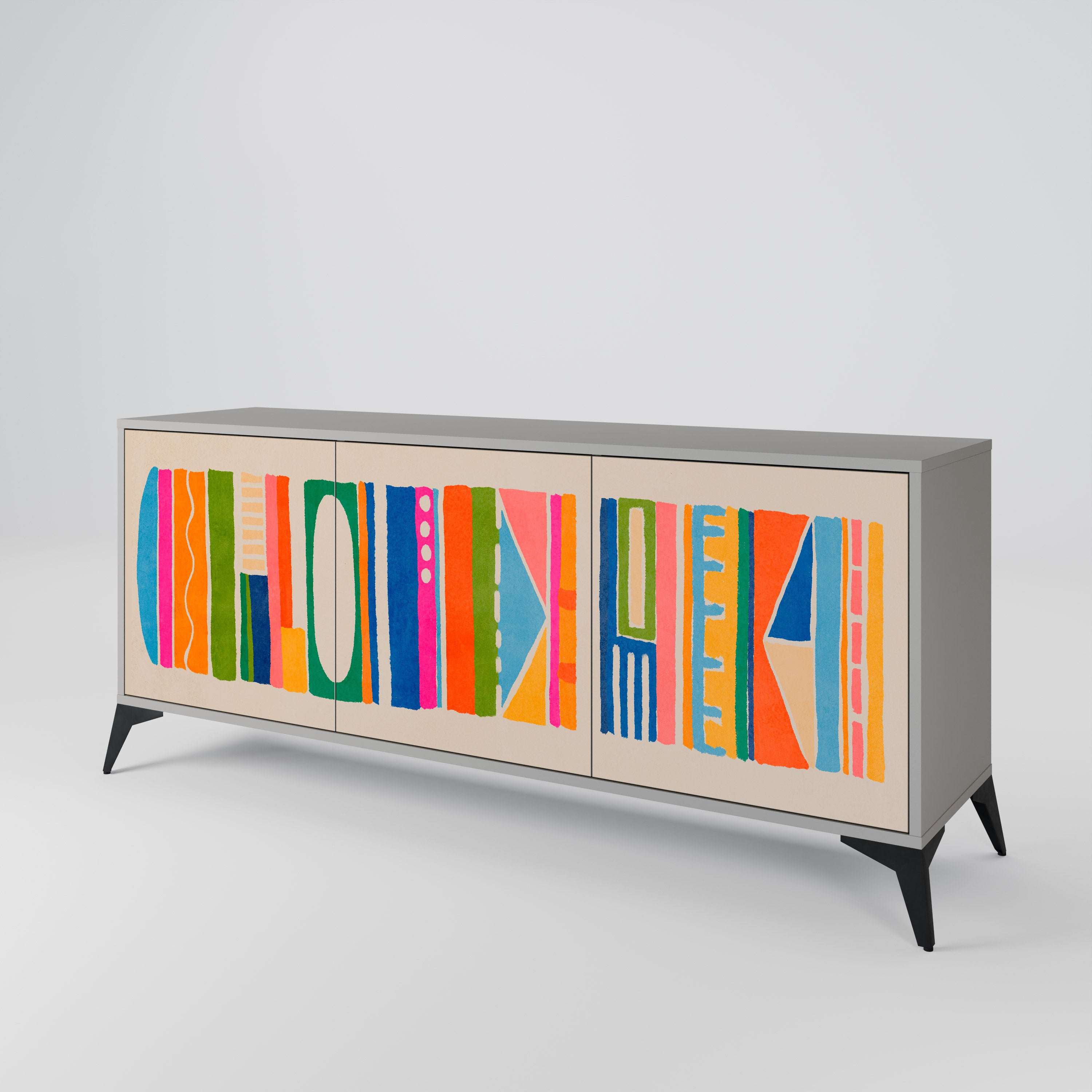 GEOMETRIC SHINE Komoda 3-drzwiowa korpus Szary