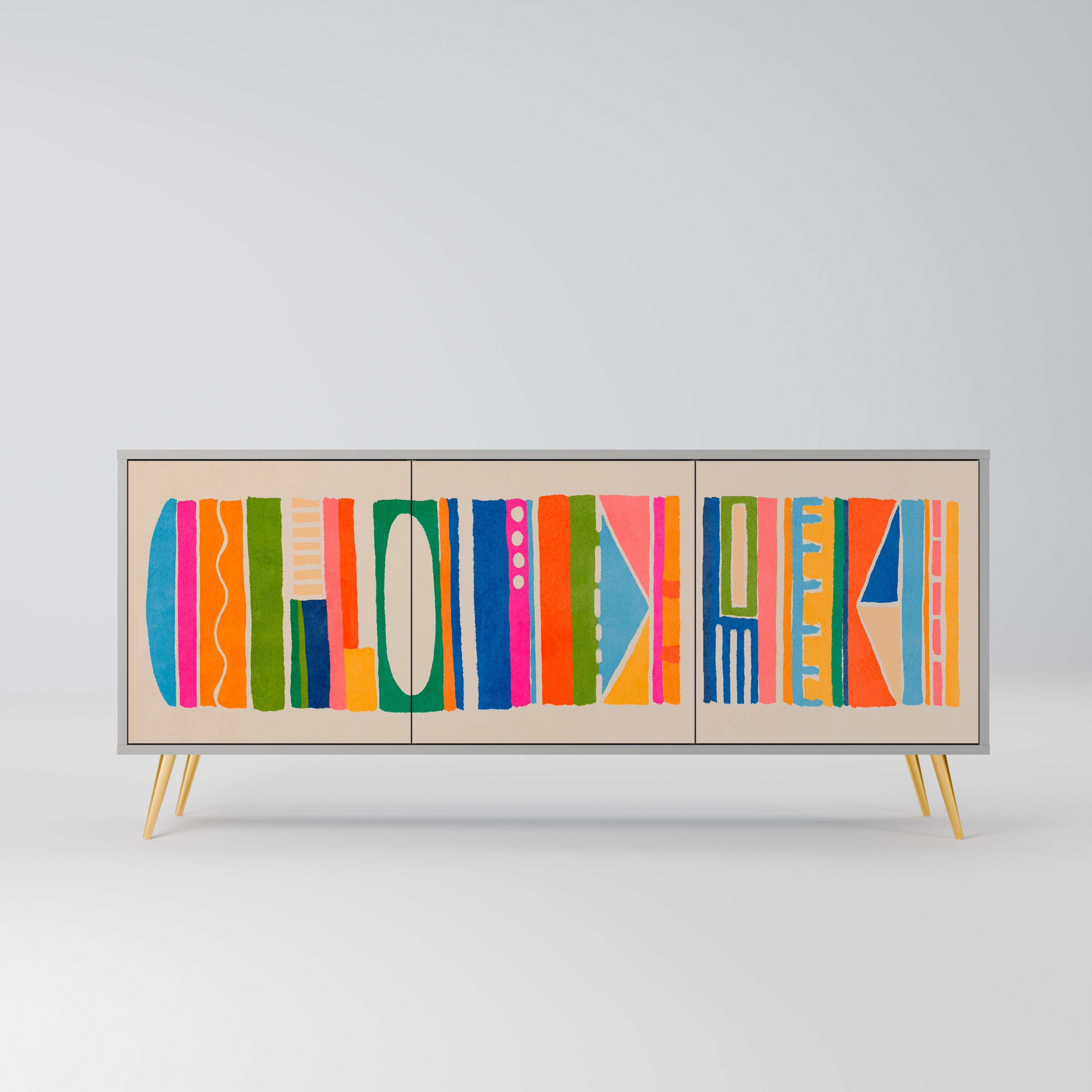 GEOMETRIC SHINE Komoda 3-drzwiowa korpus Szary