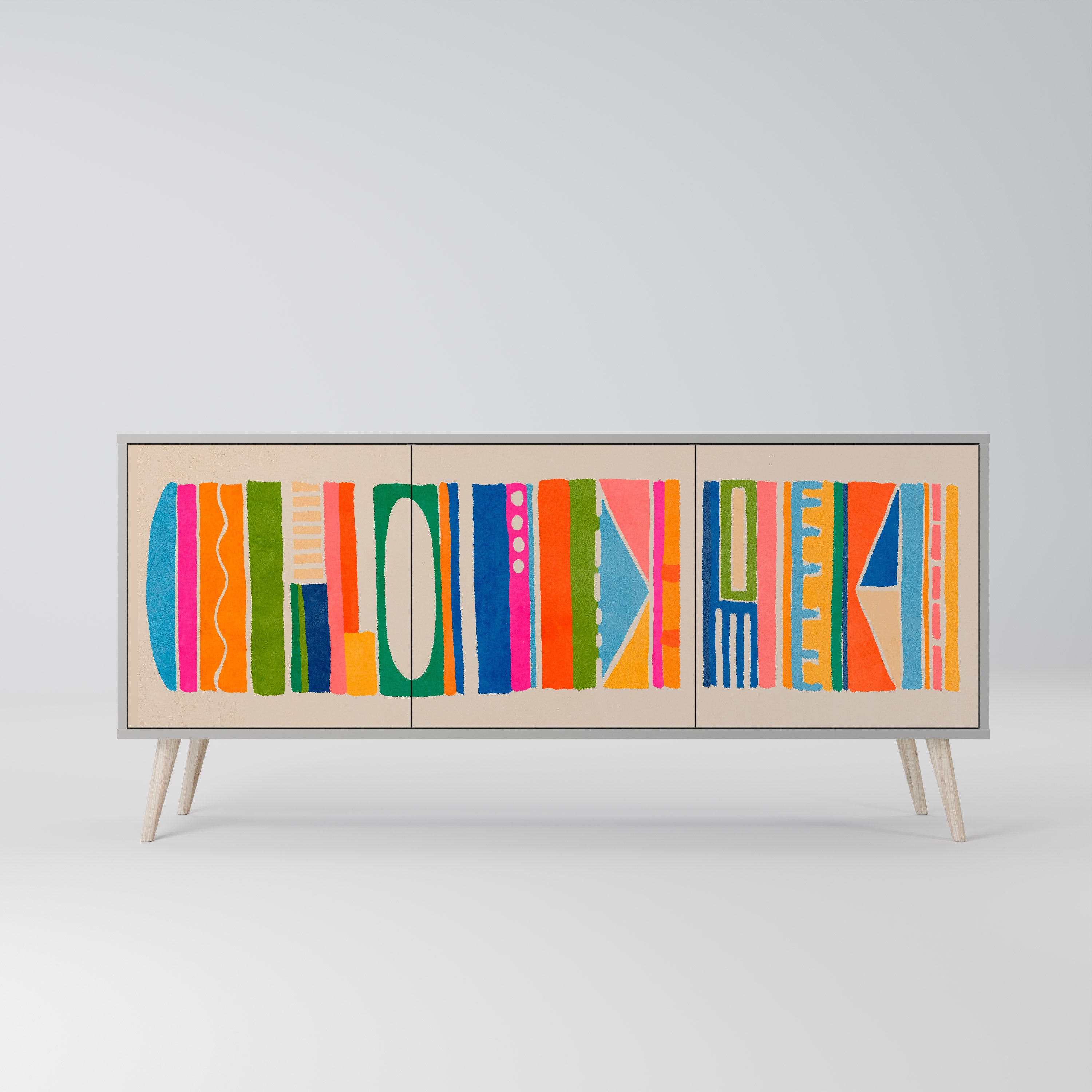 GEOMETRIC SHINE Komoda 3-drzwiowa korpus Szary