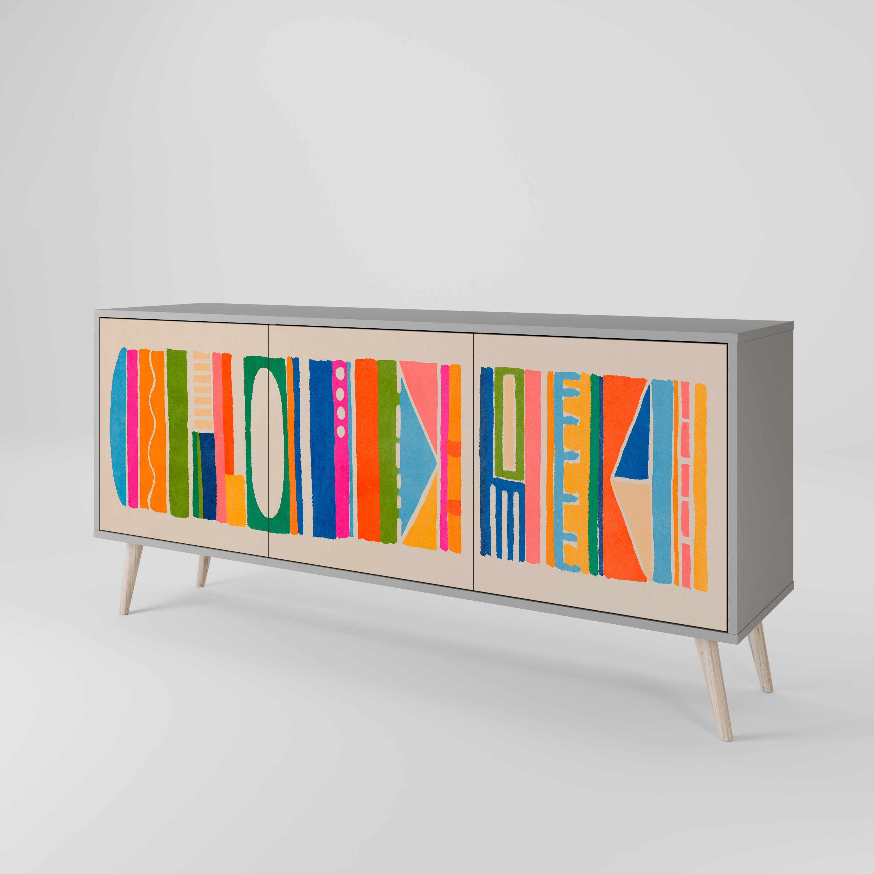 GEOMETRIC SHINE Komoda 3-drzwiowa korpus Szary