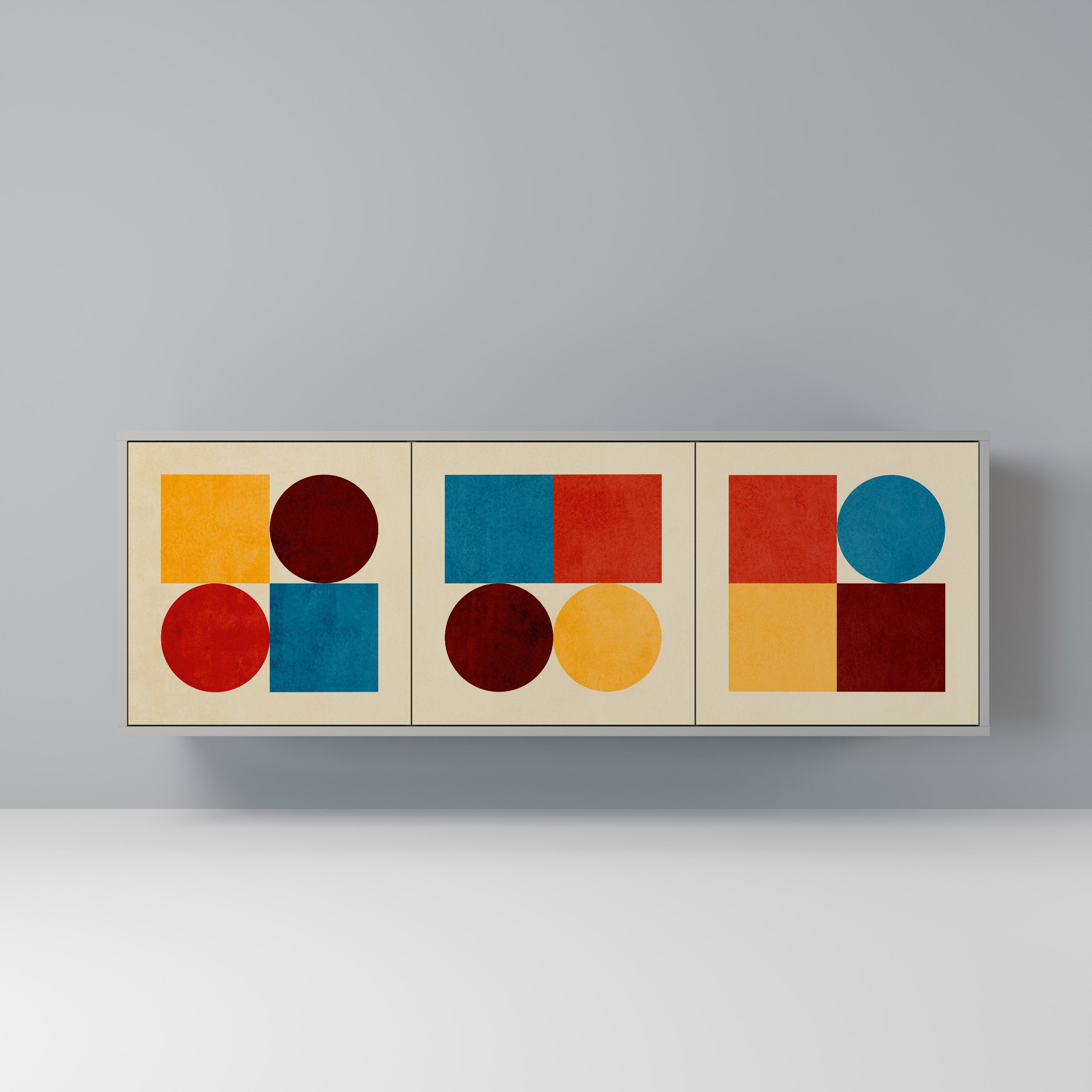 GEOMETRIC PUZZLE Komoda 3-drzwiowa korpus Szary