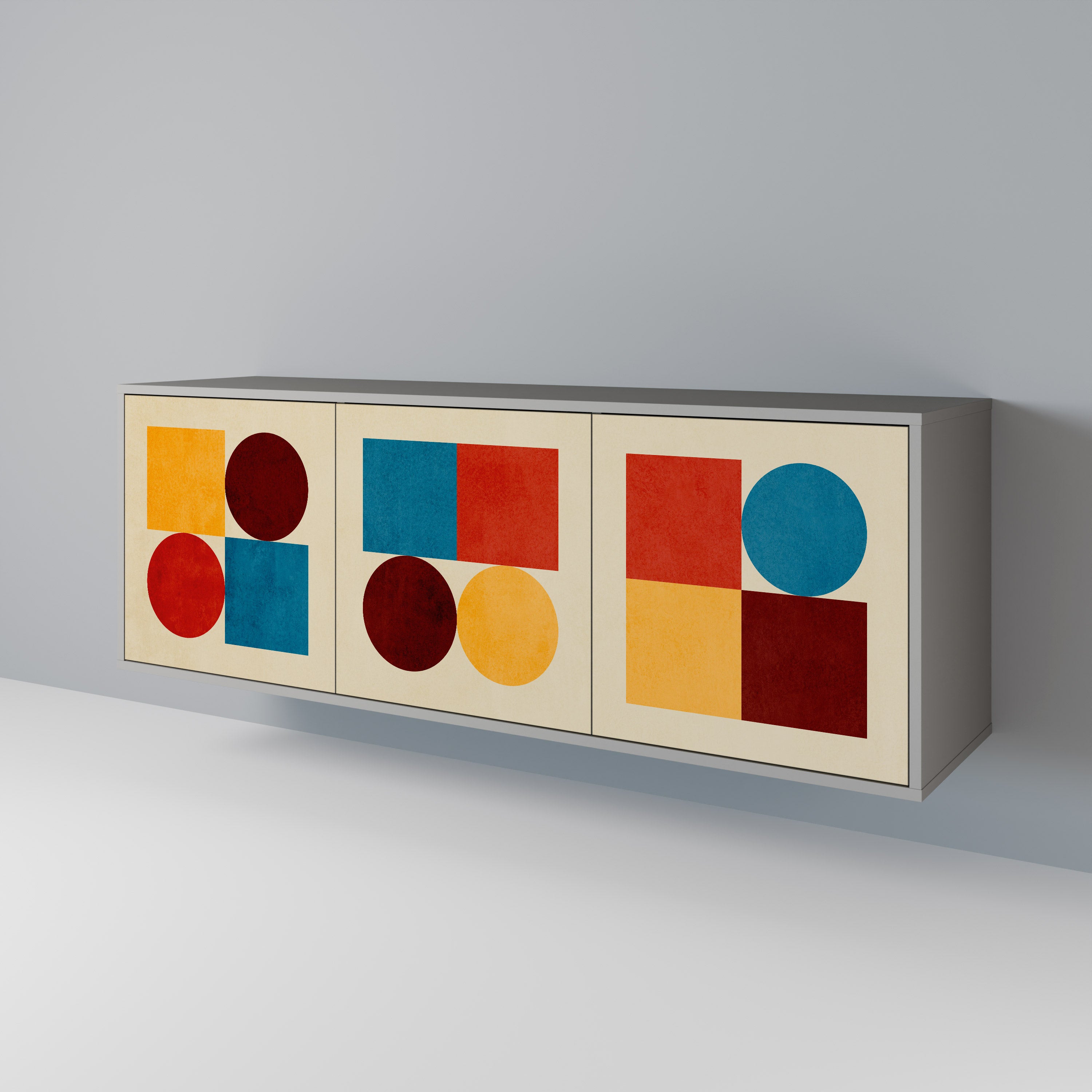 GEOMETRIC PUZZLE Komoda 3-drzwiowa korpus Szary