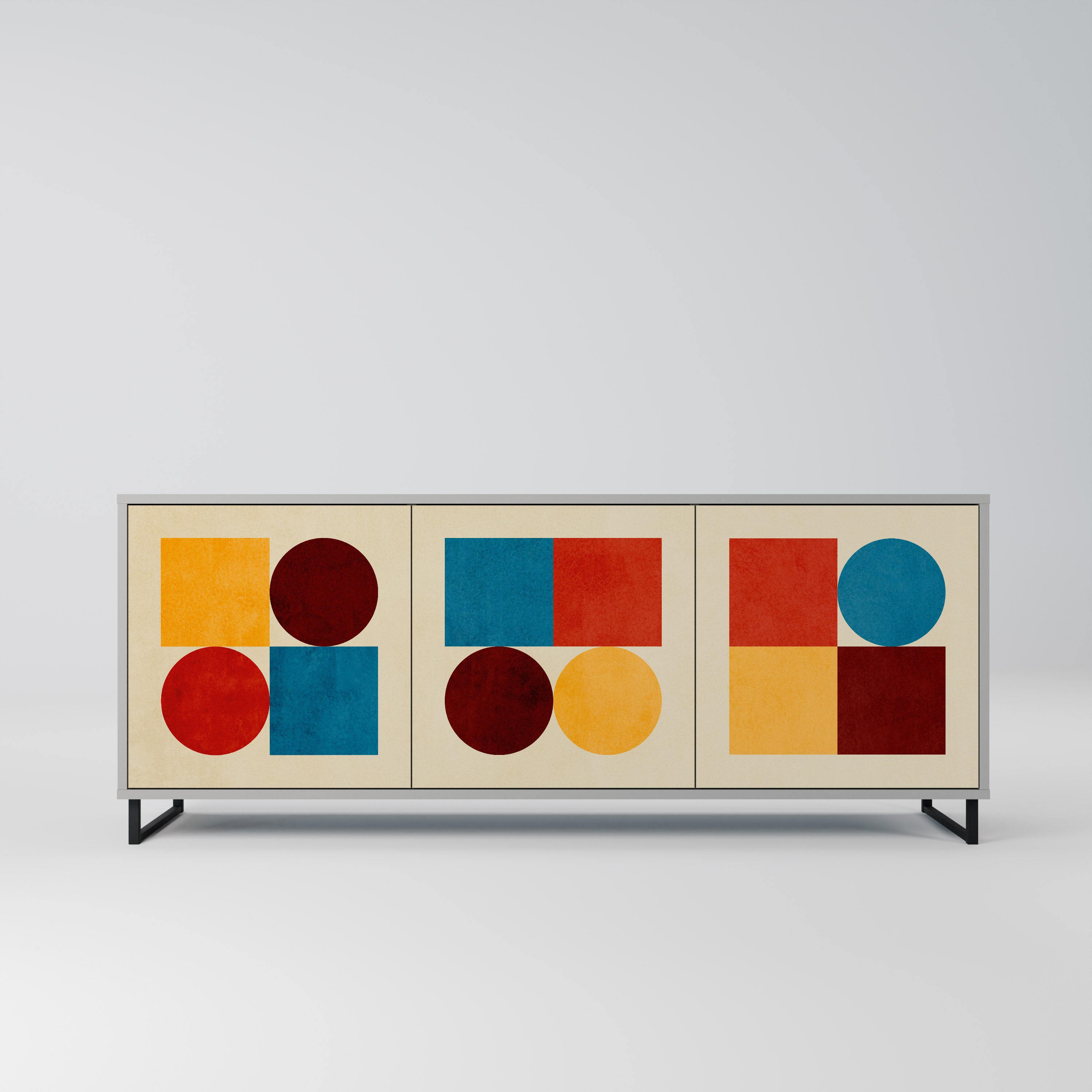 GEOMETRIC PUZZLE Komoda 3-drzwiowa korpus Szary