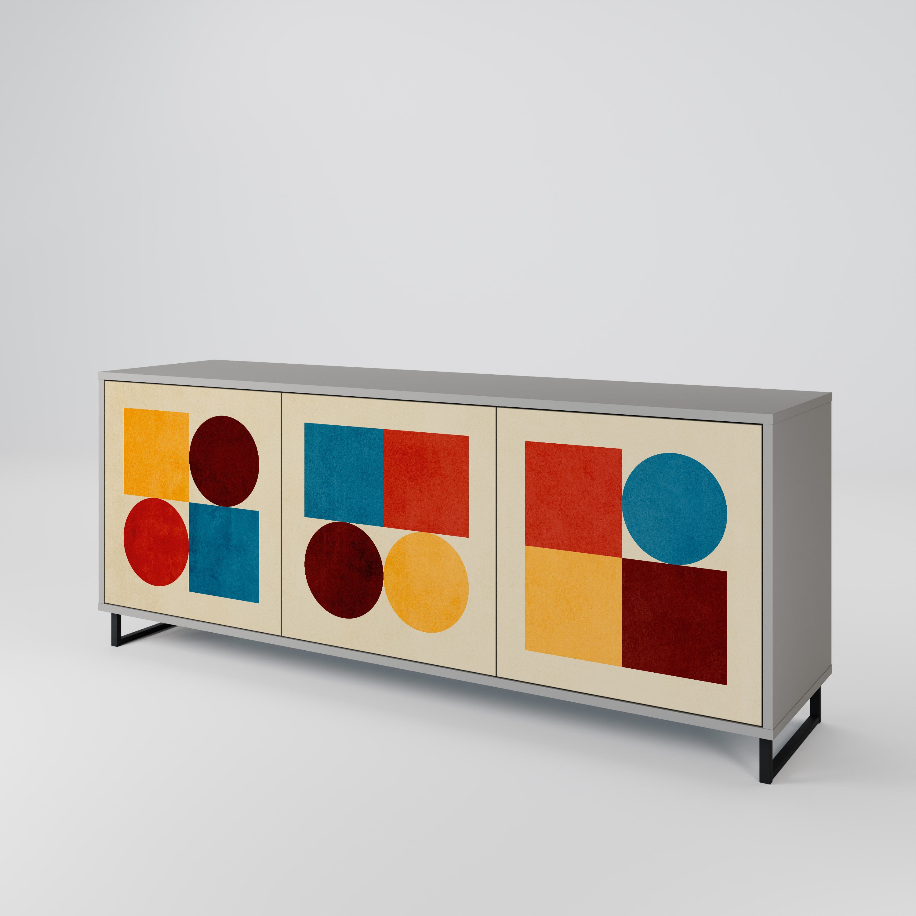 GEOMETRIC PUZZLE Komoda 3-drzwiowa korpus Szary