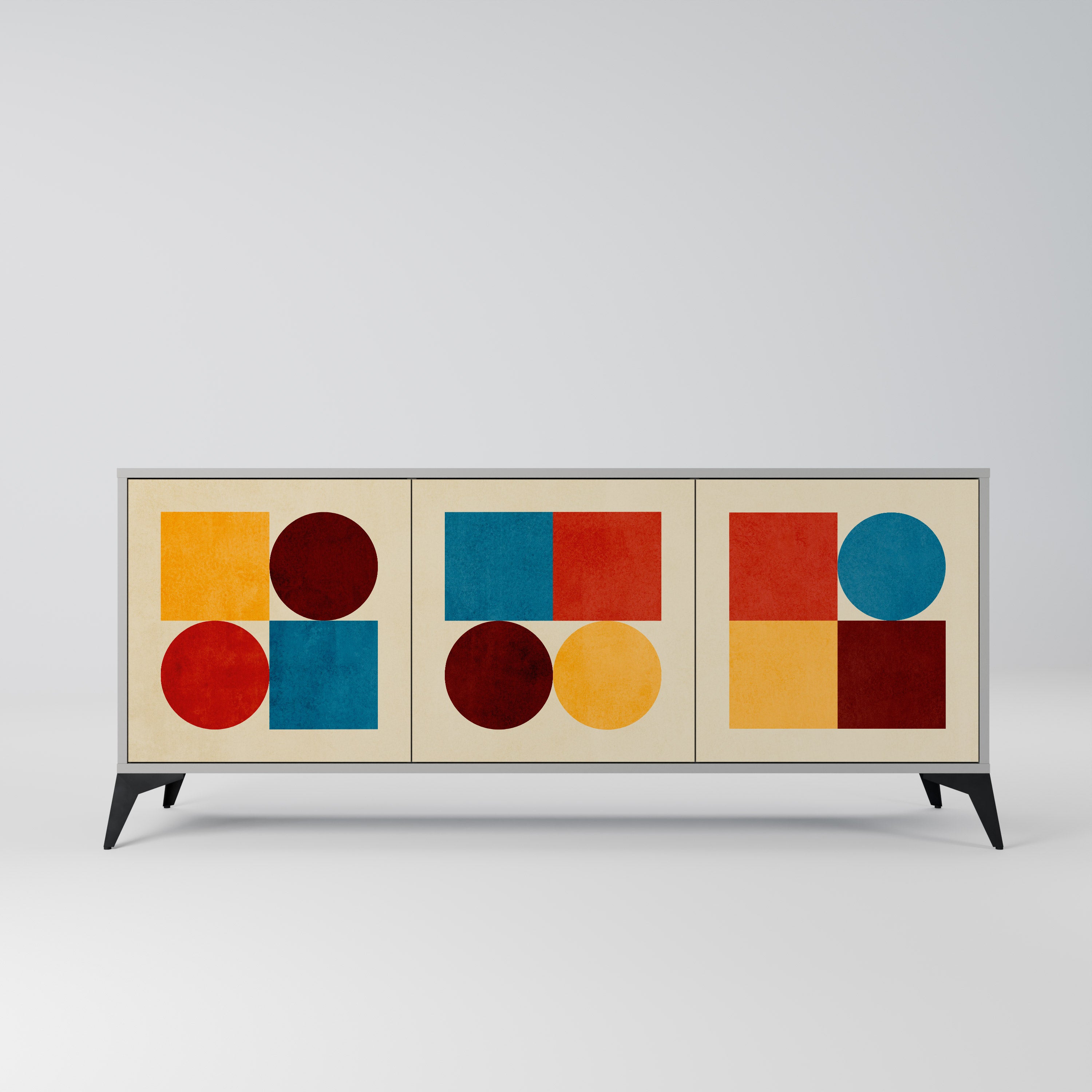 GEOMETRIC PUZZLE Komoda 3-drzwiowa korpus Szary
