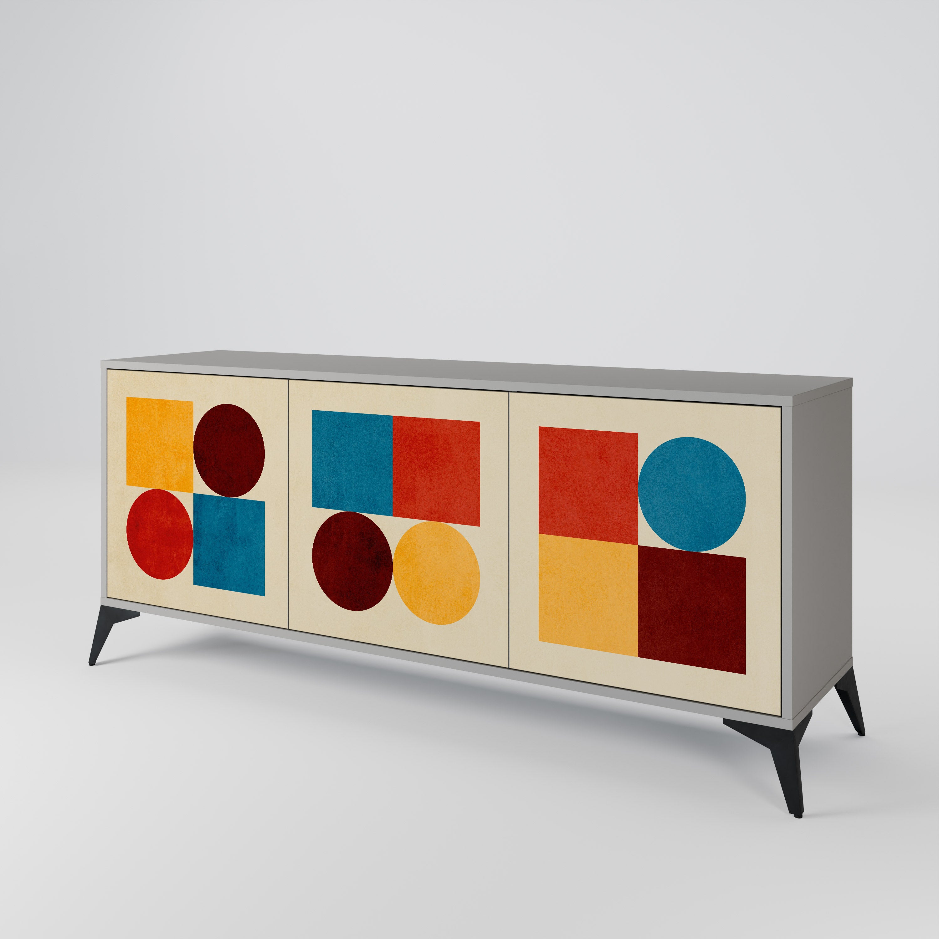 GEOMETRIC PUZZLE Komoda 3-drzwiowa korpus Szary