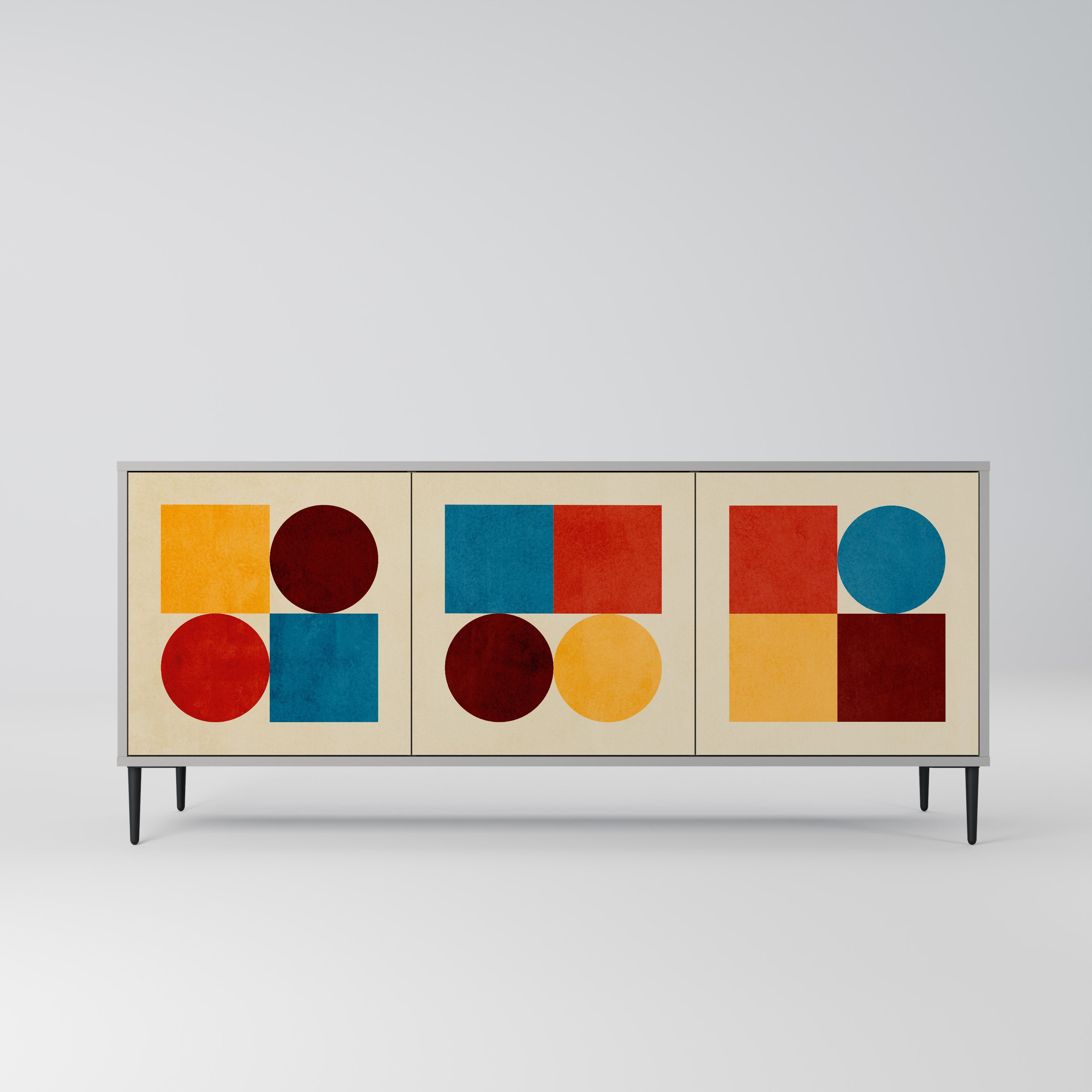 GEOMETRIC PUZZLE Komoda 3-drzwiowa korpus Szary