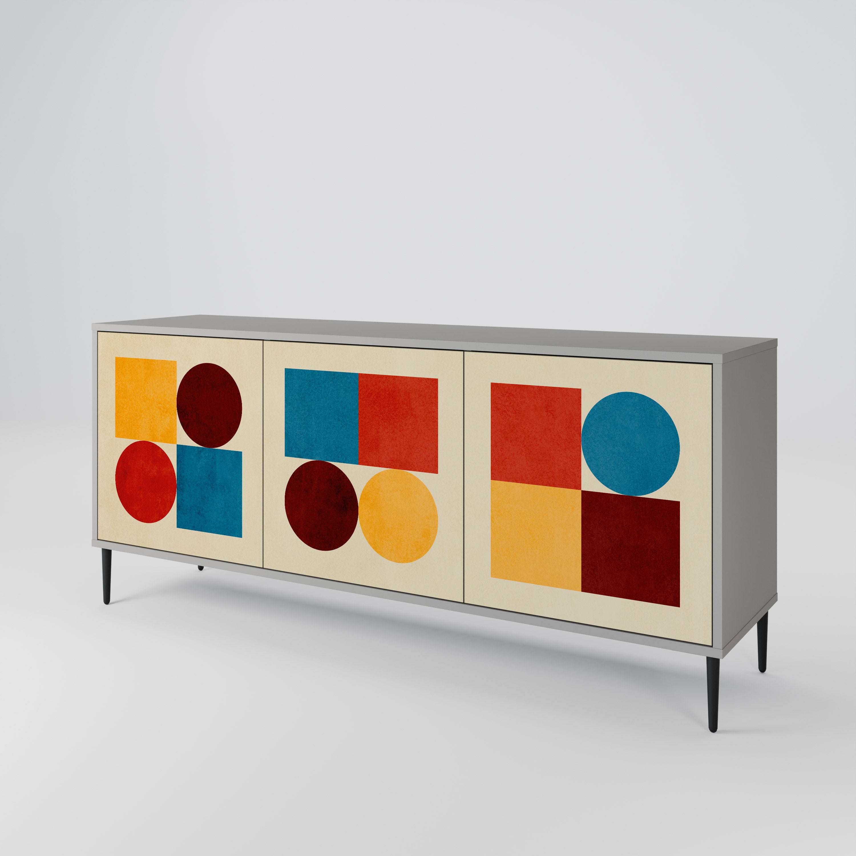 GEOMETRIC PUZZLE Komoda 3-drzwiowa korpus Szary