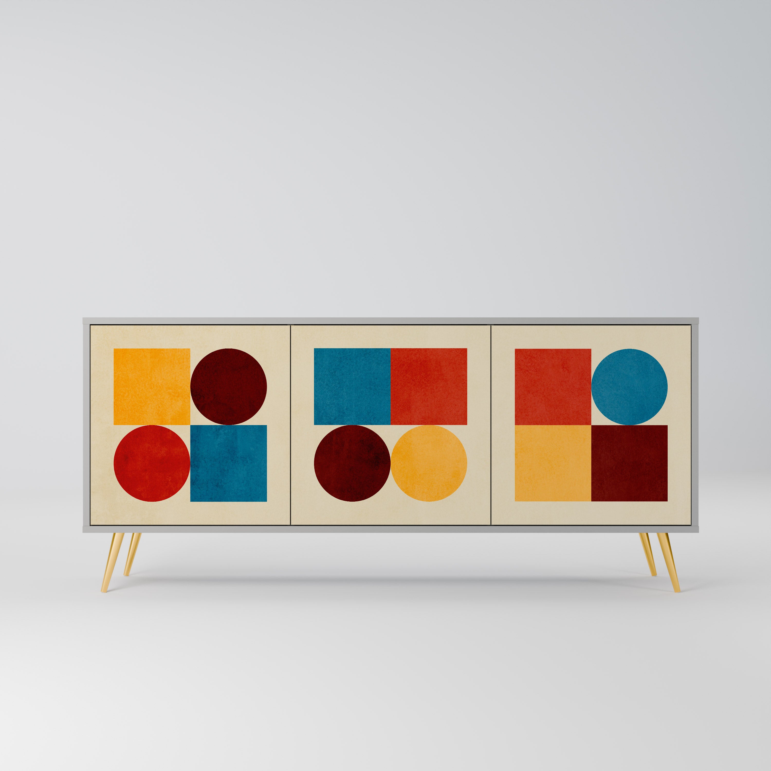 GEOMETRIC PUZZLE Komoda 3-drzwiowa korpus Szary