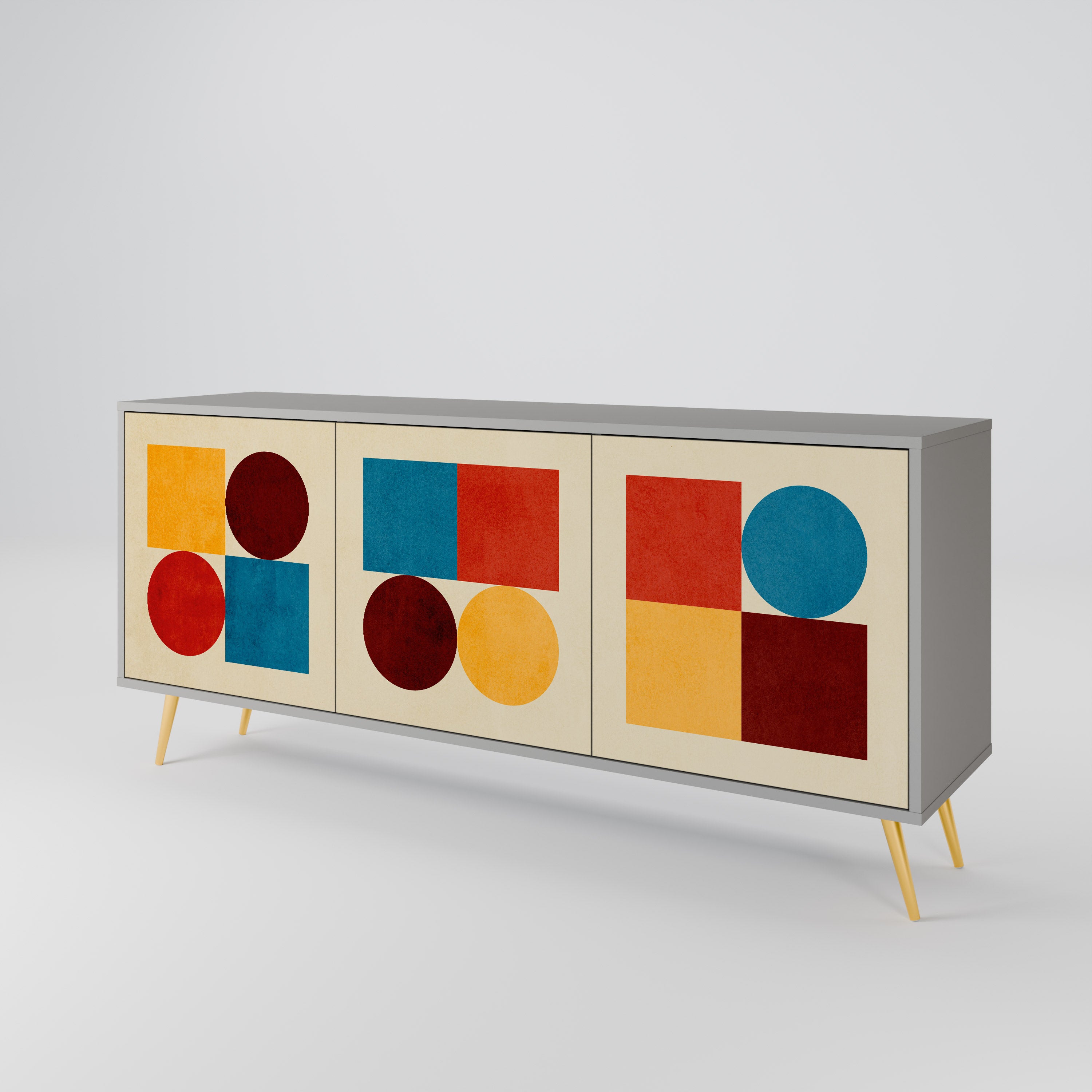 GEOMETRIC PUZZLE Komoda 3-drzwiowa korpus Szary