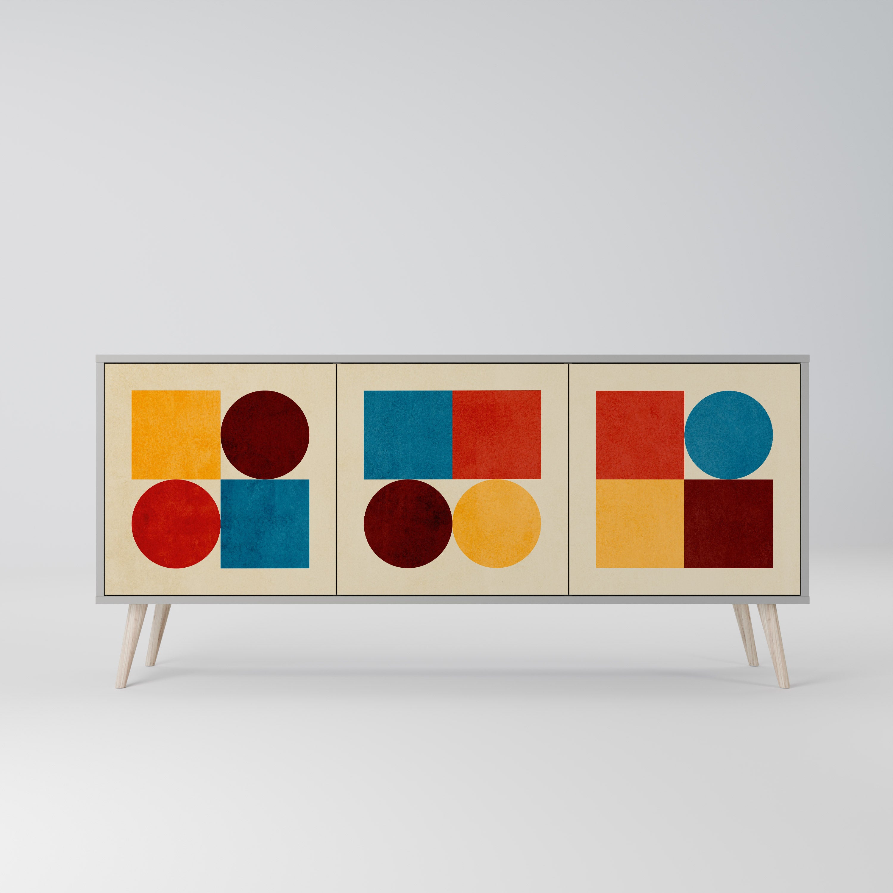 GEOMETRIC PUZZLE Komoda 3-drzwiowa korpus Szary