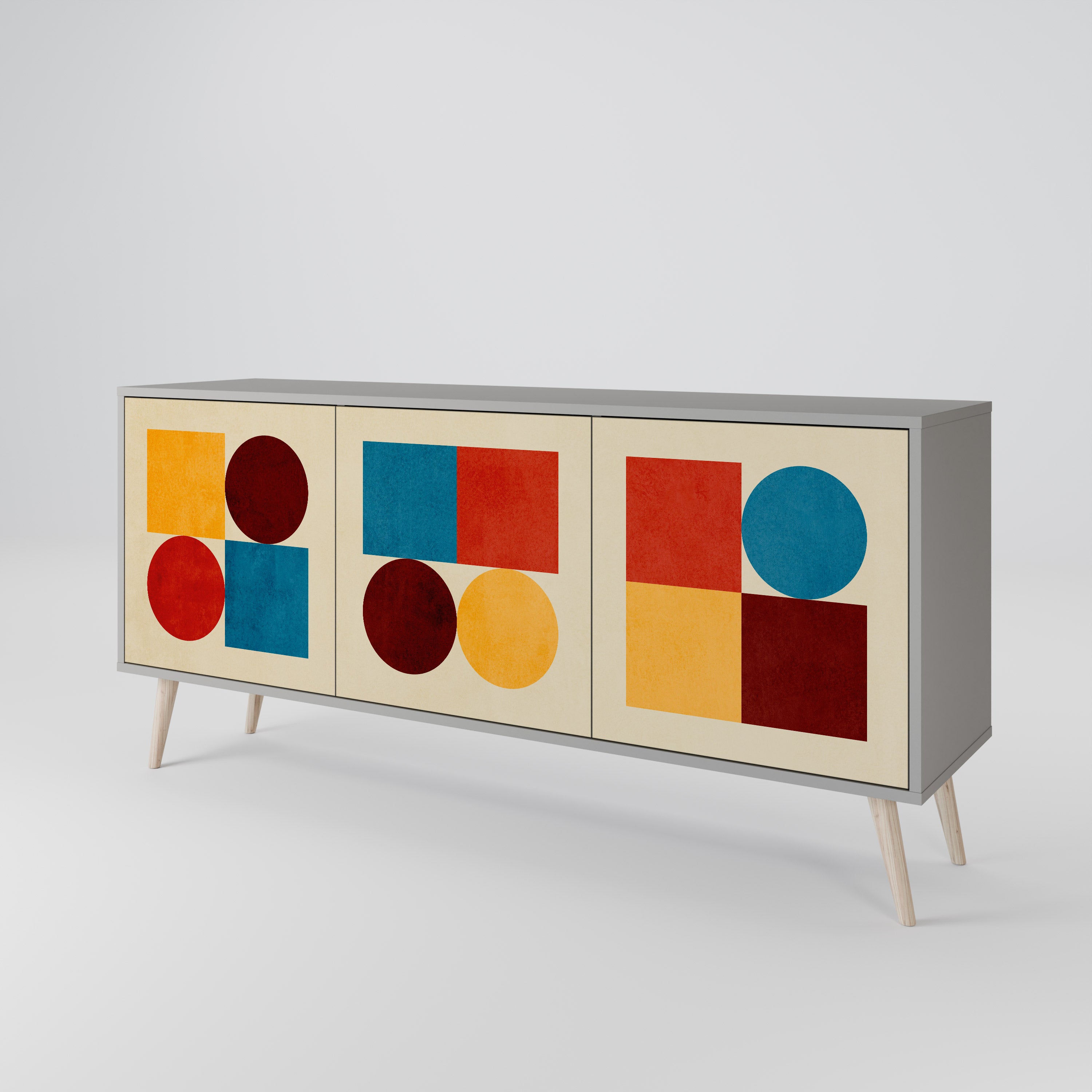GEOMETRIC PUZZLE Komoda 3-drzwiowa korpus Szary