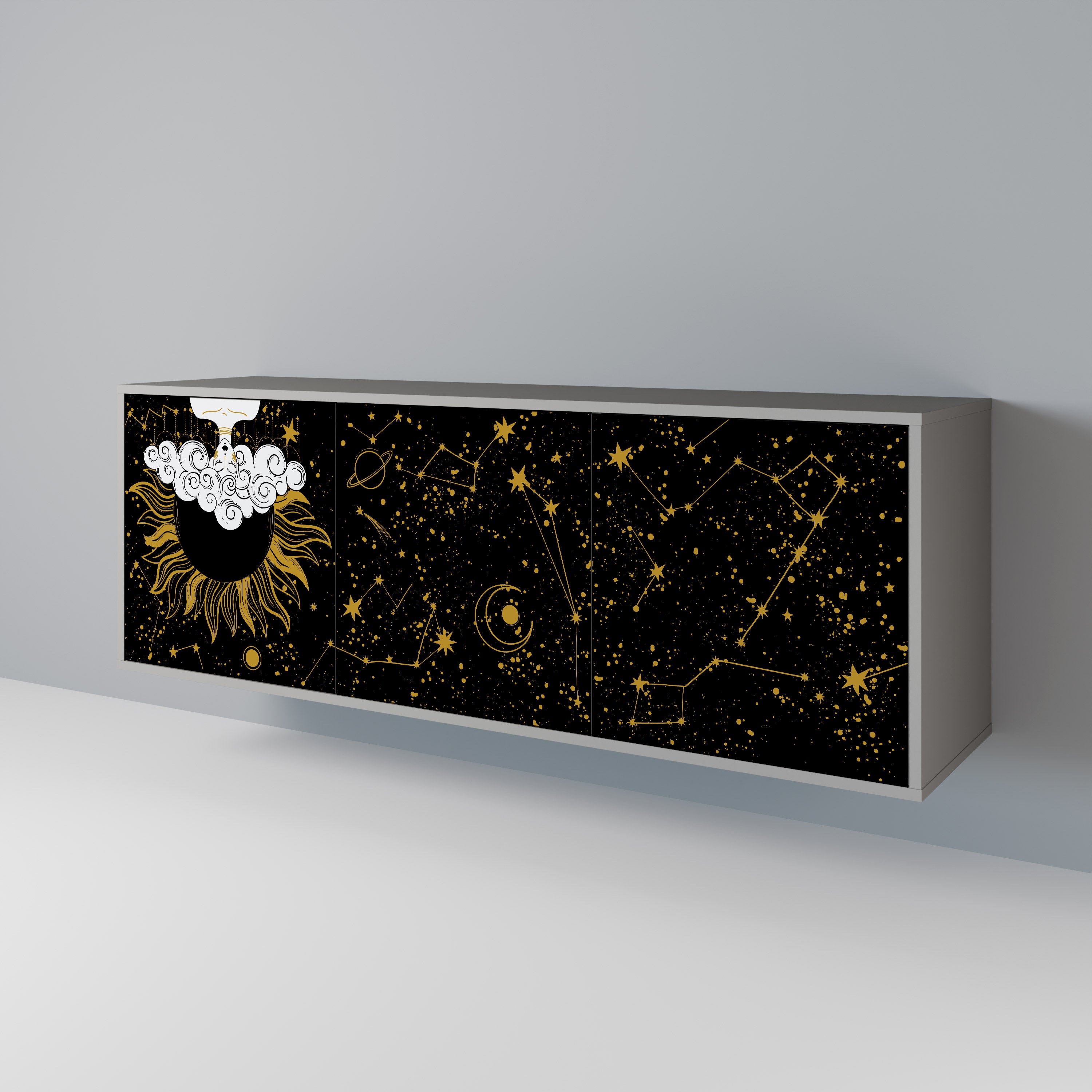 STELLAR CONSTELLATIONS Komoda 3-drzwiowa korpus Szary