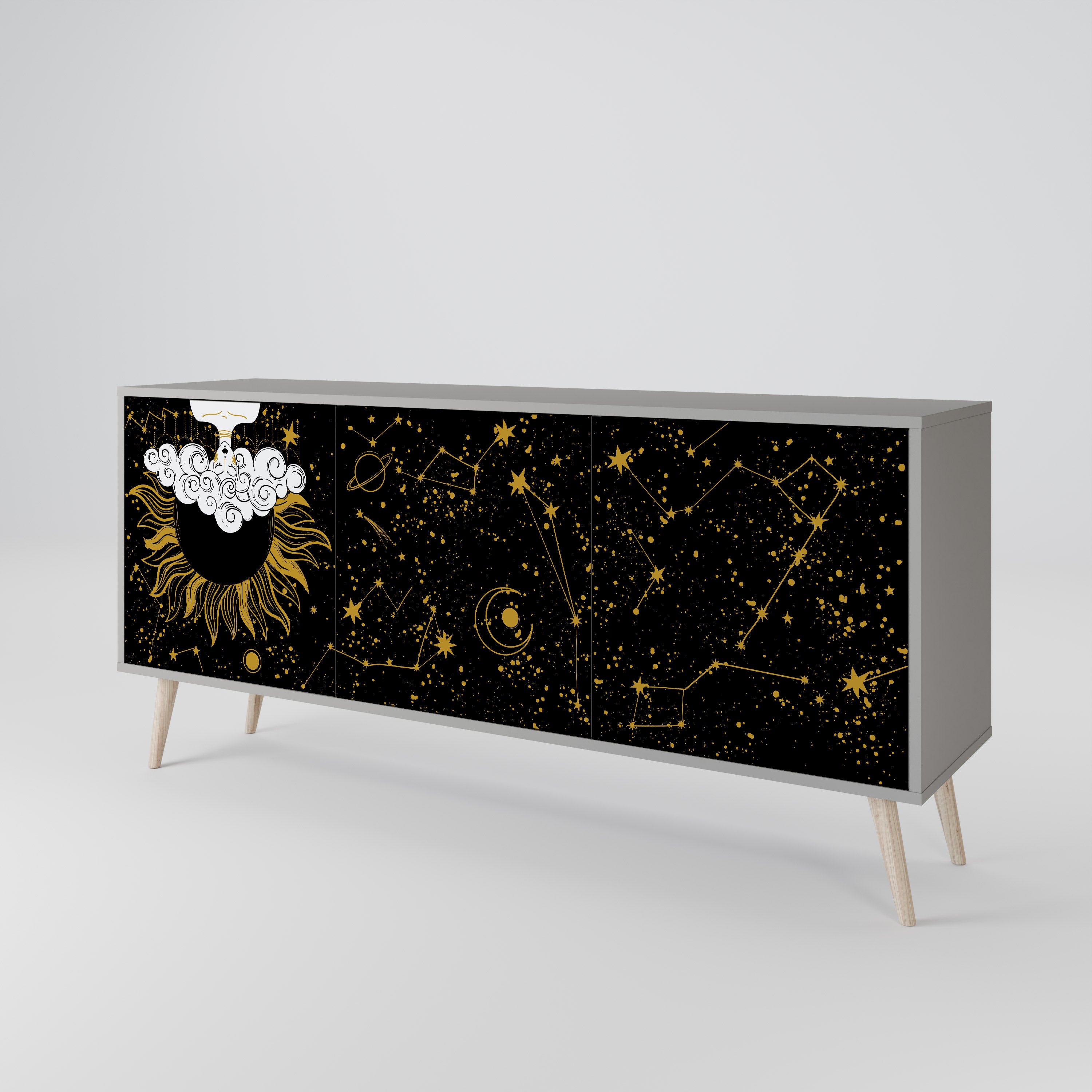 STELLAR CONSTELLATIONS Komoda 3-drzwiowa korpus Szary