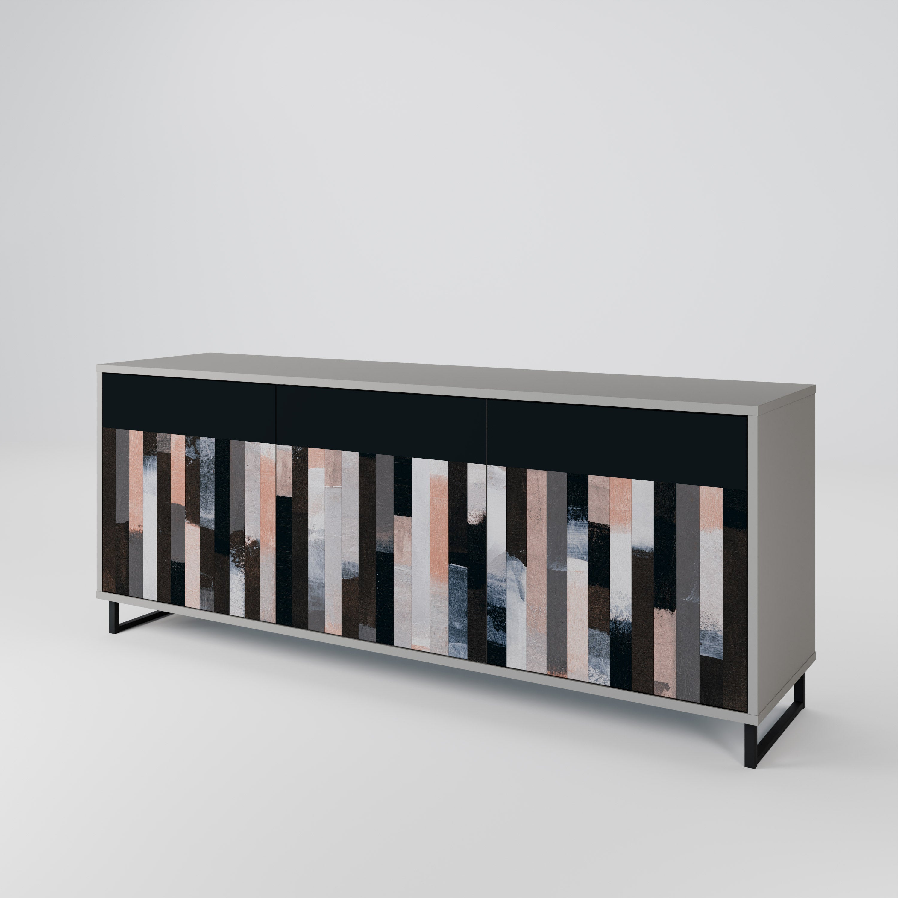 COLLAGE OF RECTANGLES Komoda 3-drzwiowa korpus Szary