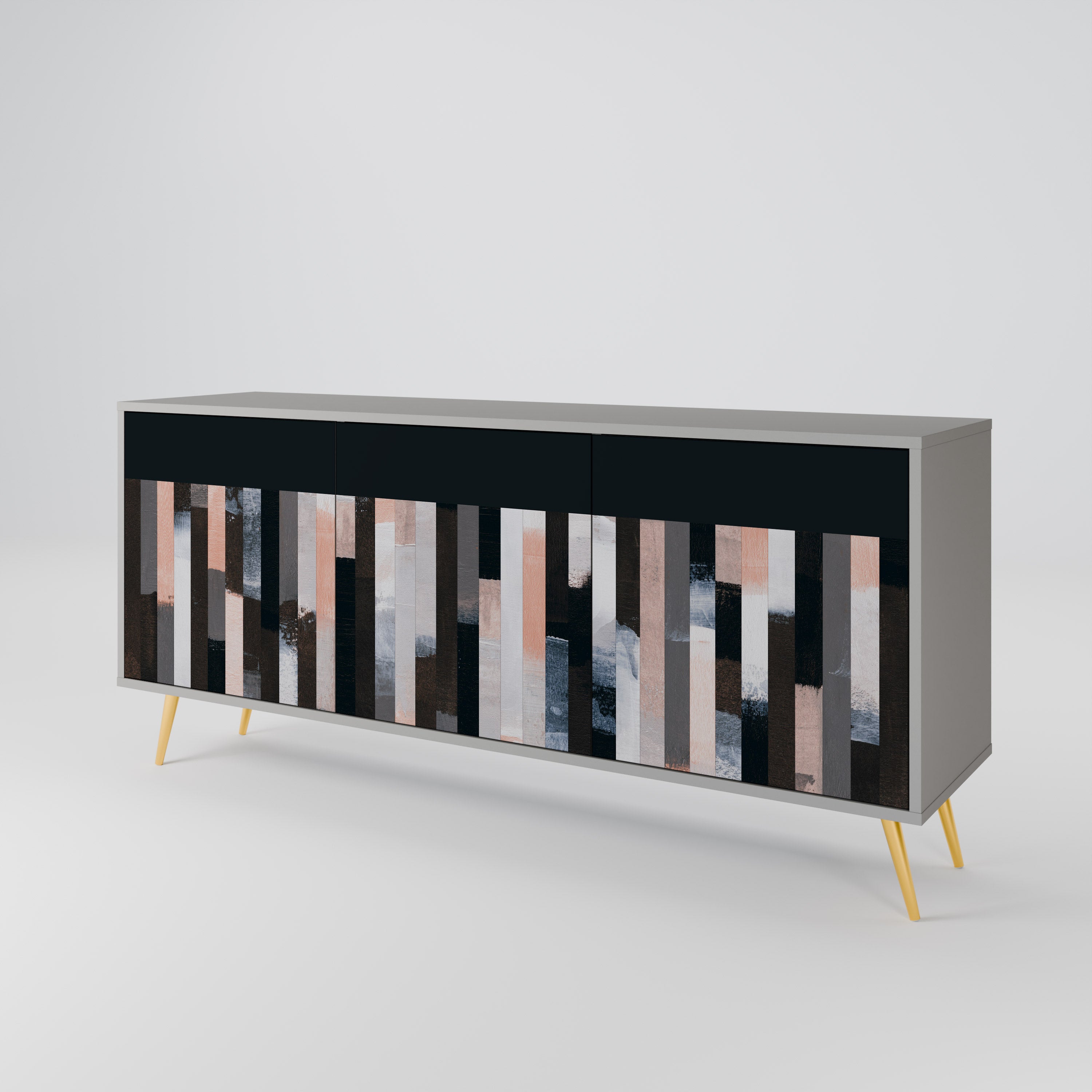 COLLAGE OF RECTANGLES Komoda 3-drzwiowa korpus Szary
