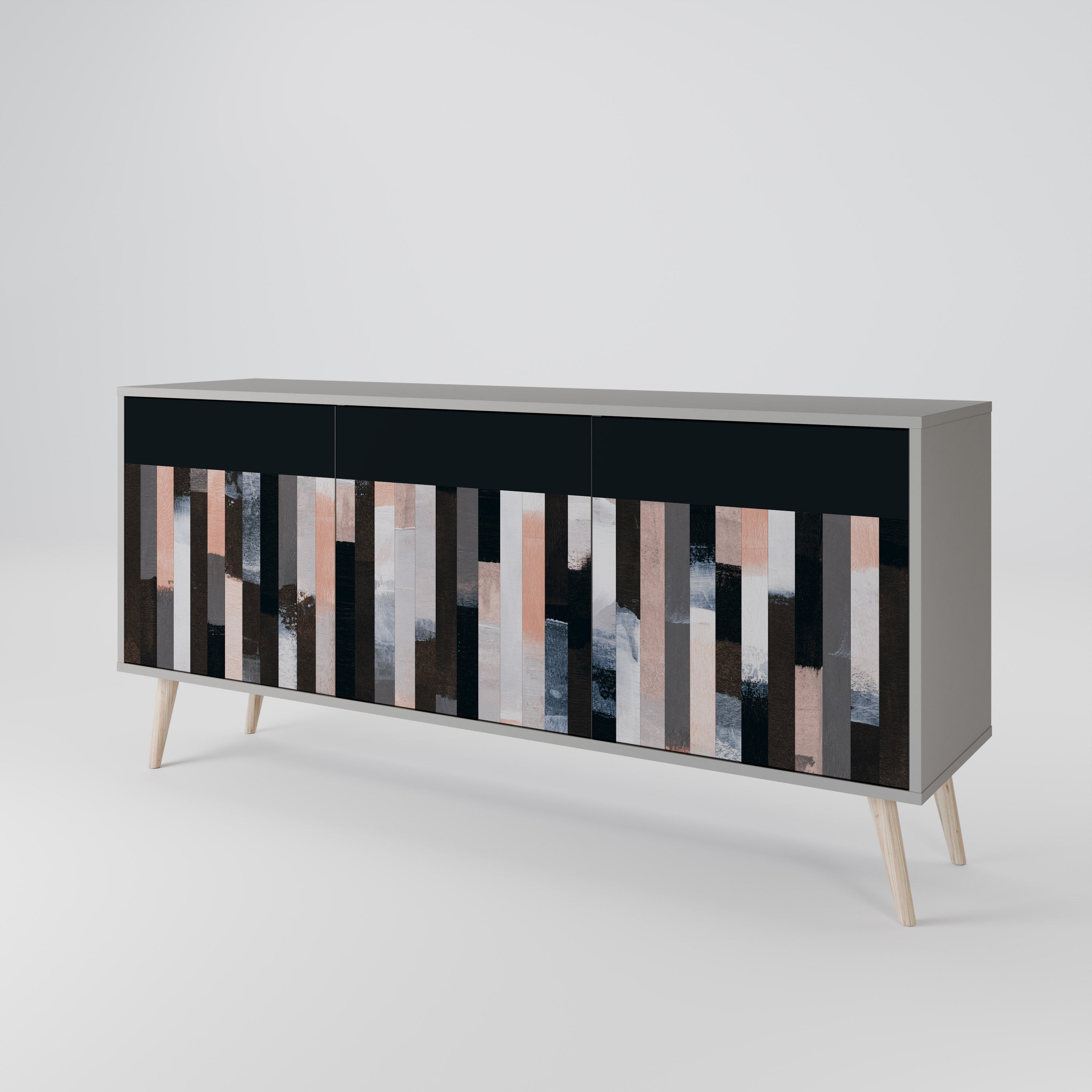 COLLAGE OF RECTANGLES Komoda 3-drzwiowa korpus Szary