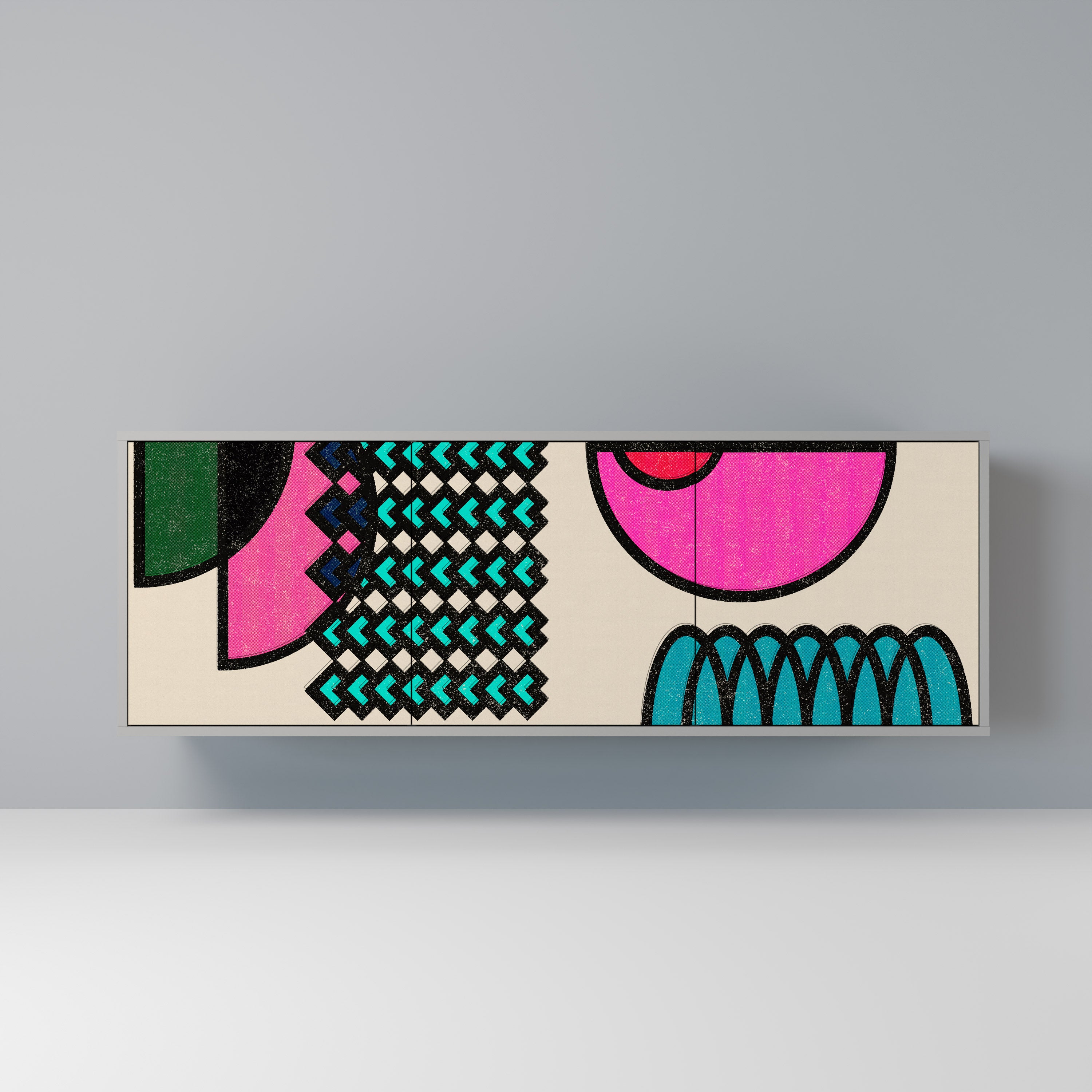 GEOMETRIC RHAPSODY Komoda 3-drzwiowa korpus Szary