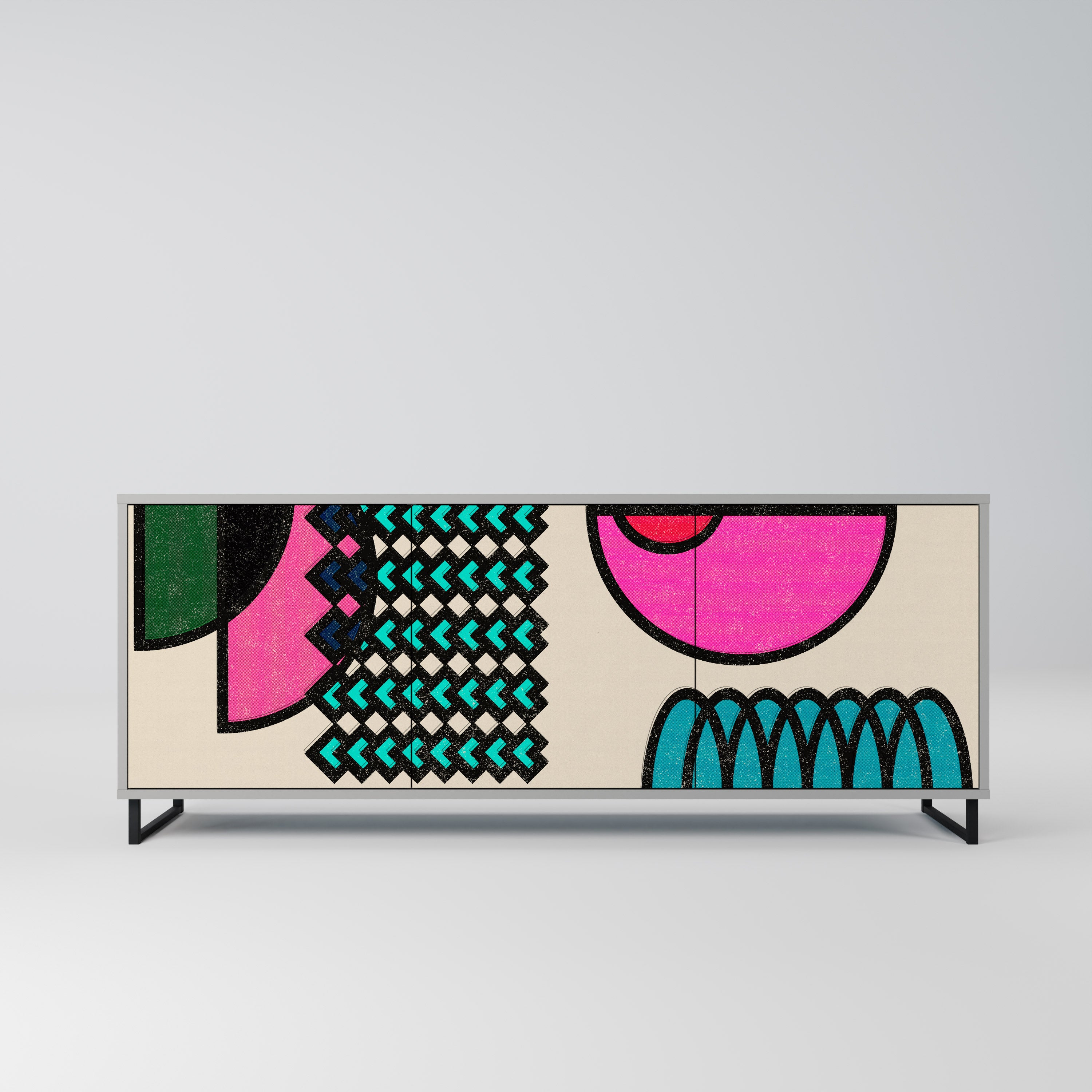 GEOMETRIC RHAPSODY Komoda 3-drzwiowa korpus Szary
