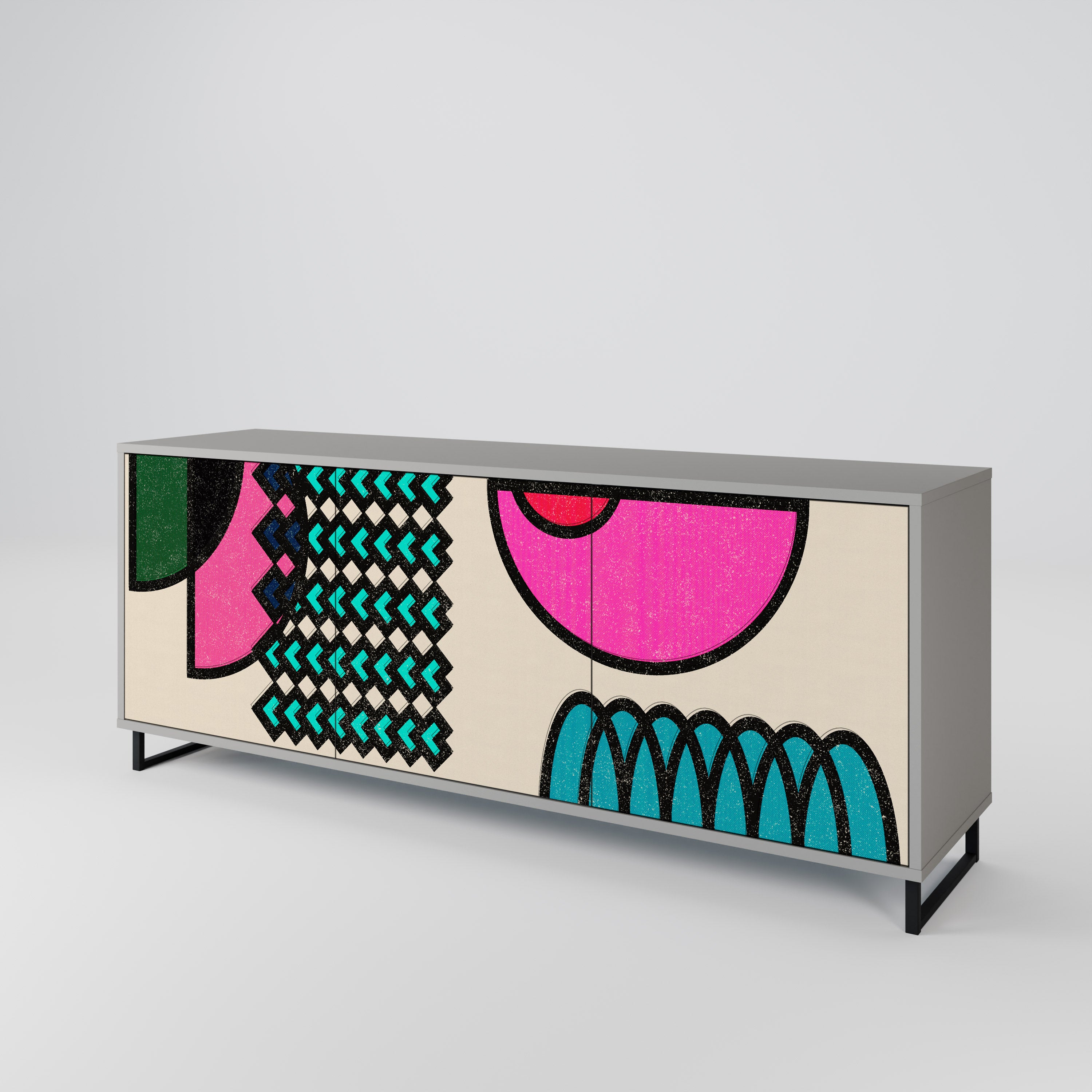 GEOMETRIC RHAPSODY Komoda 3-drzwiowa korpus Szary