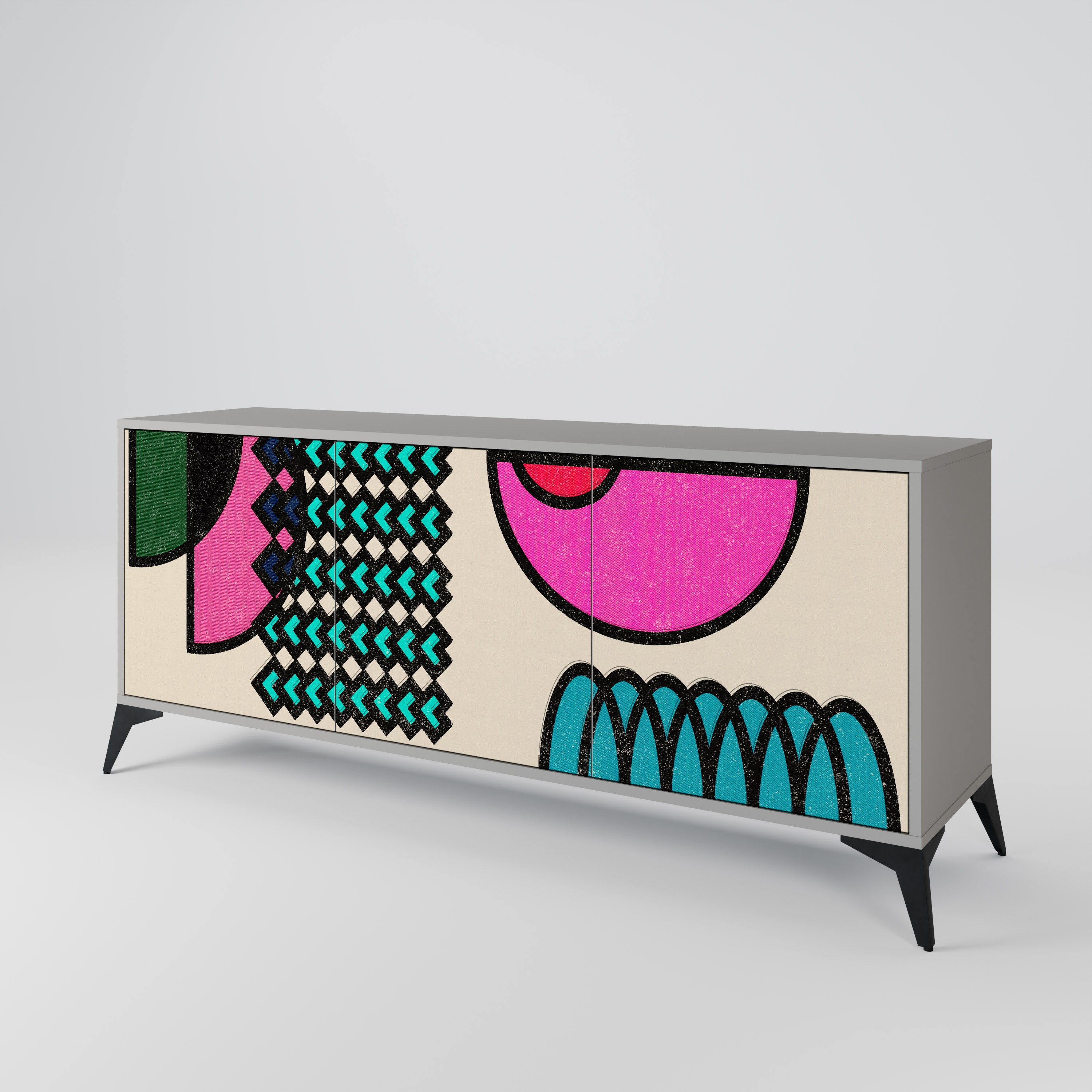 GEOMETRIC RHAPSODY Komoda 3-drzwiowa korpus Szary